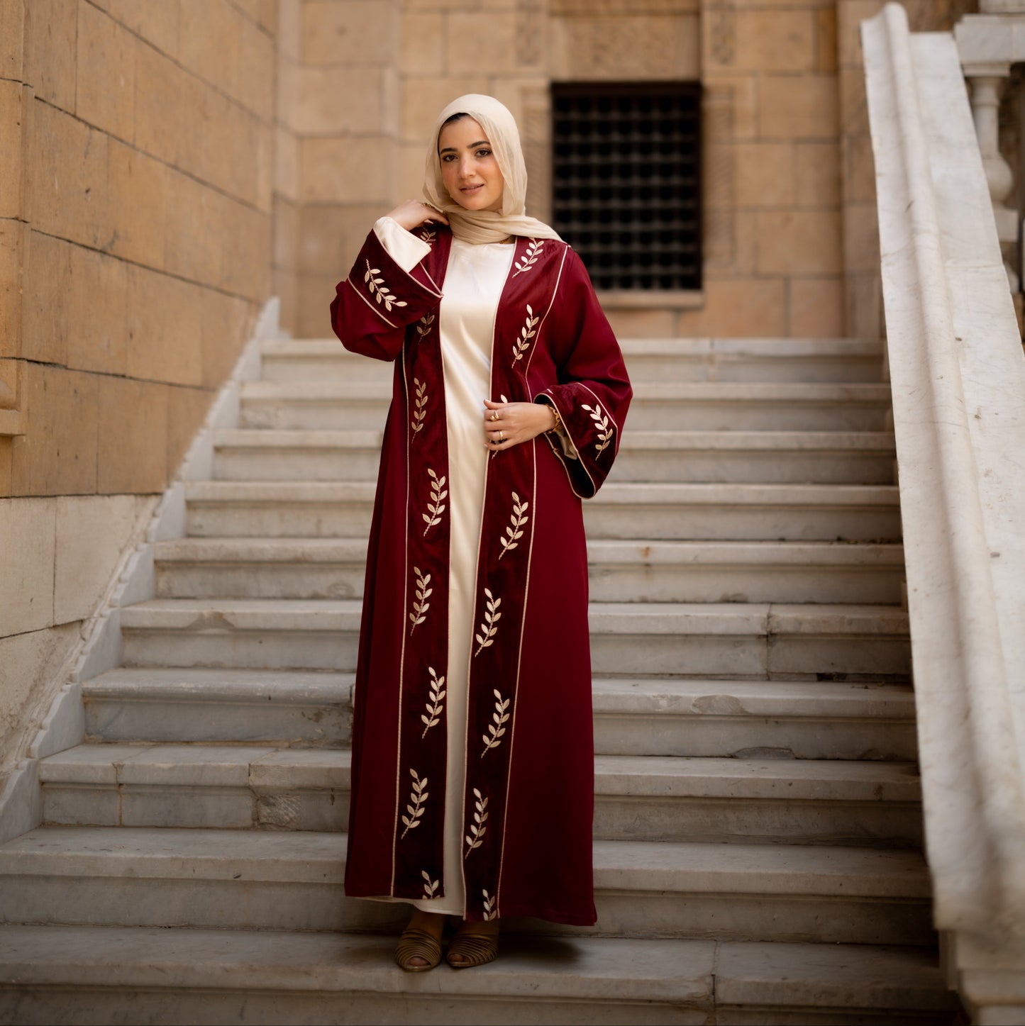 Amira Arabia Abaya in Burgendy