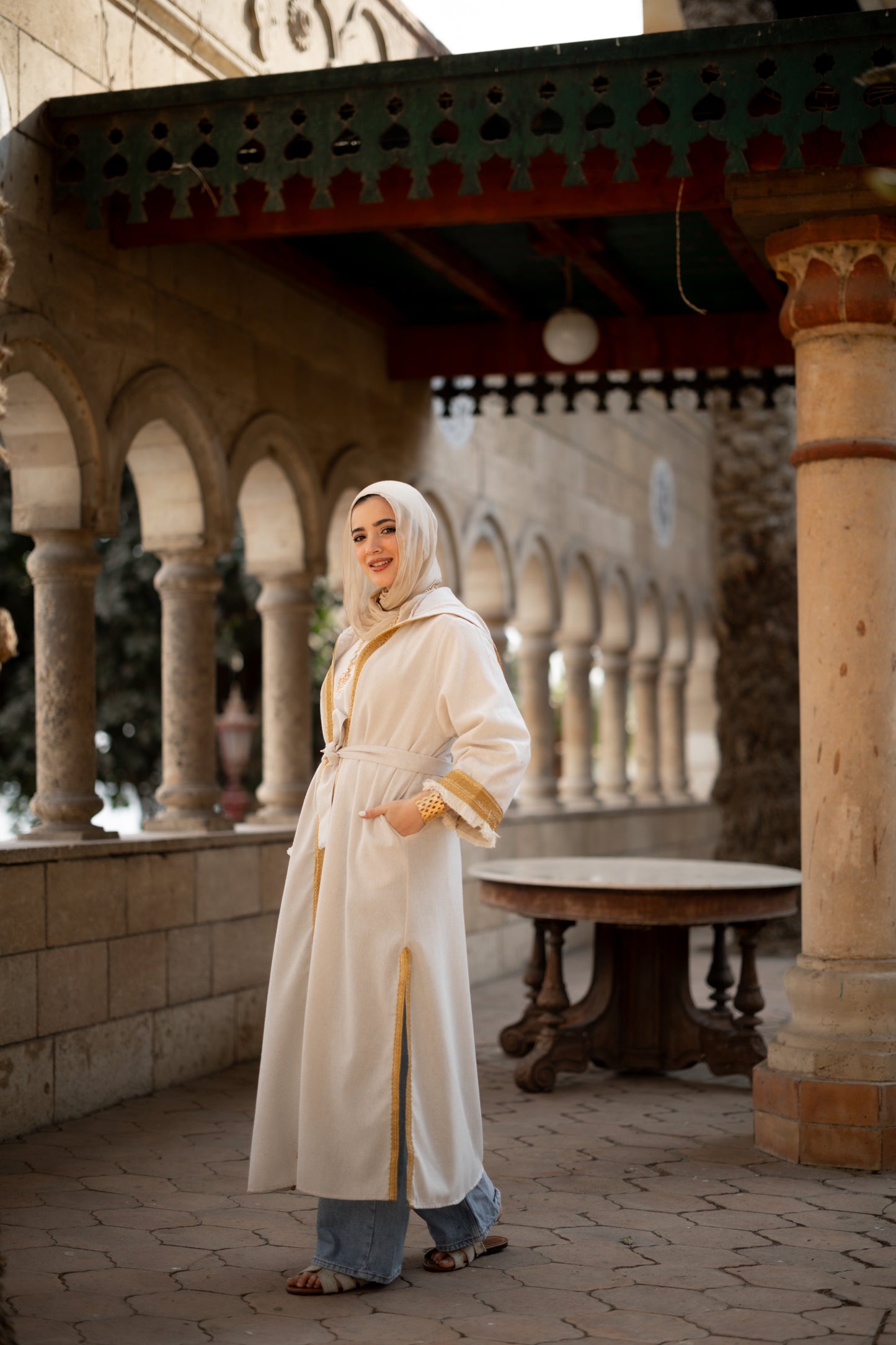 Linen Cardigan in Beige