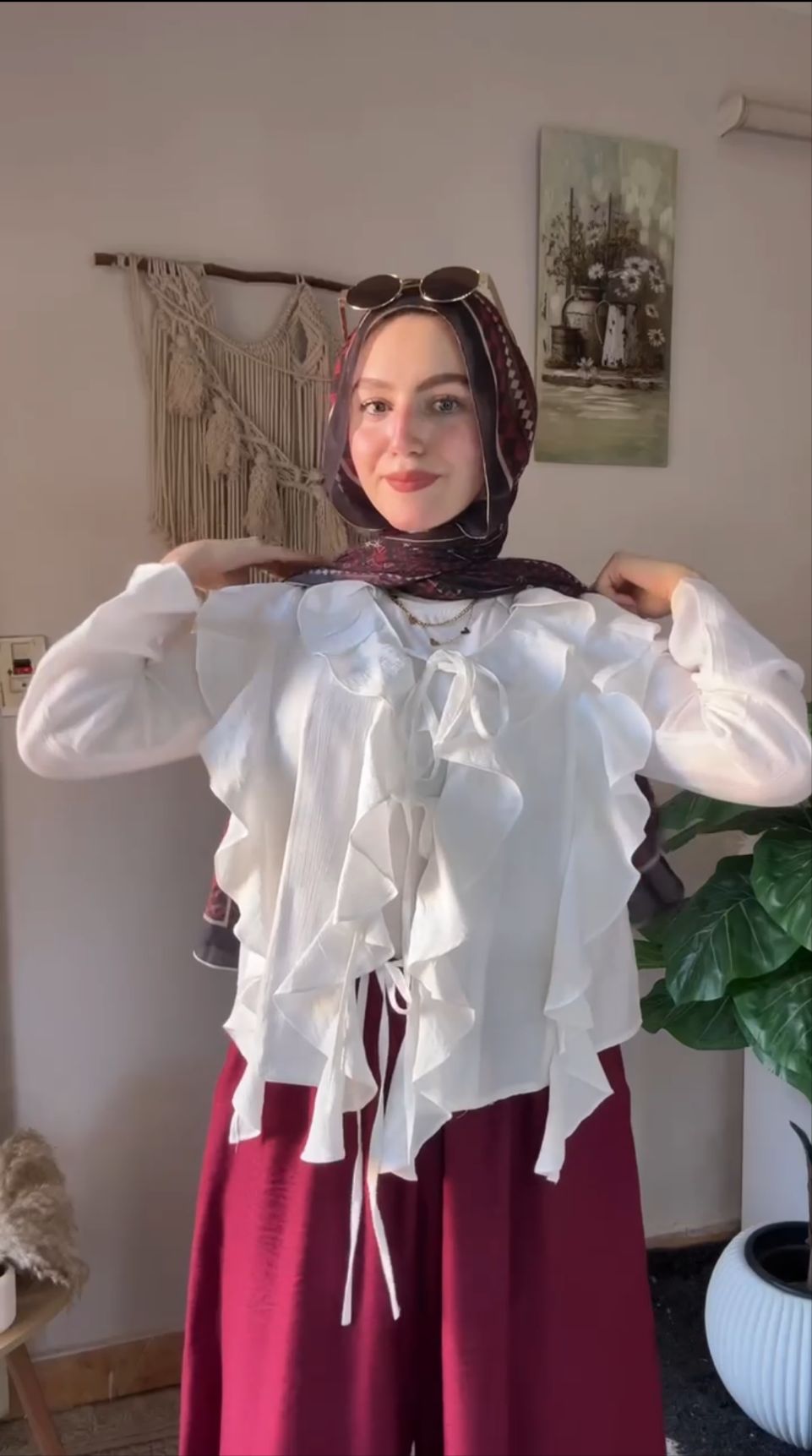 Ruffles Open Blouse in White