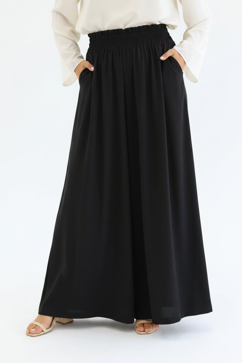 Bundle of Wide Leg Linen Pants in Brown & Black