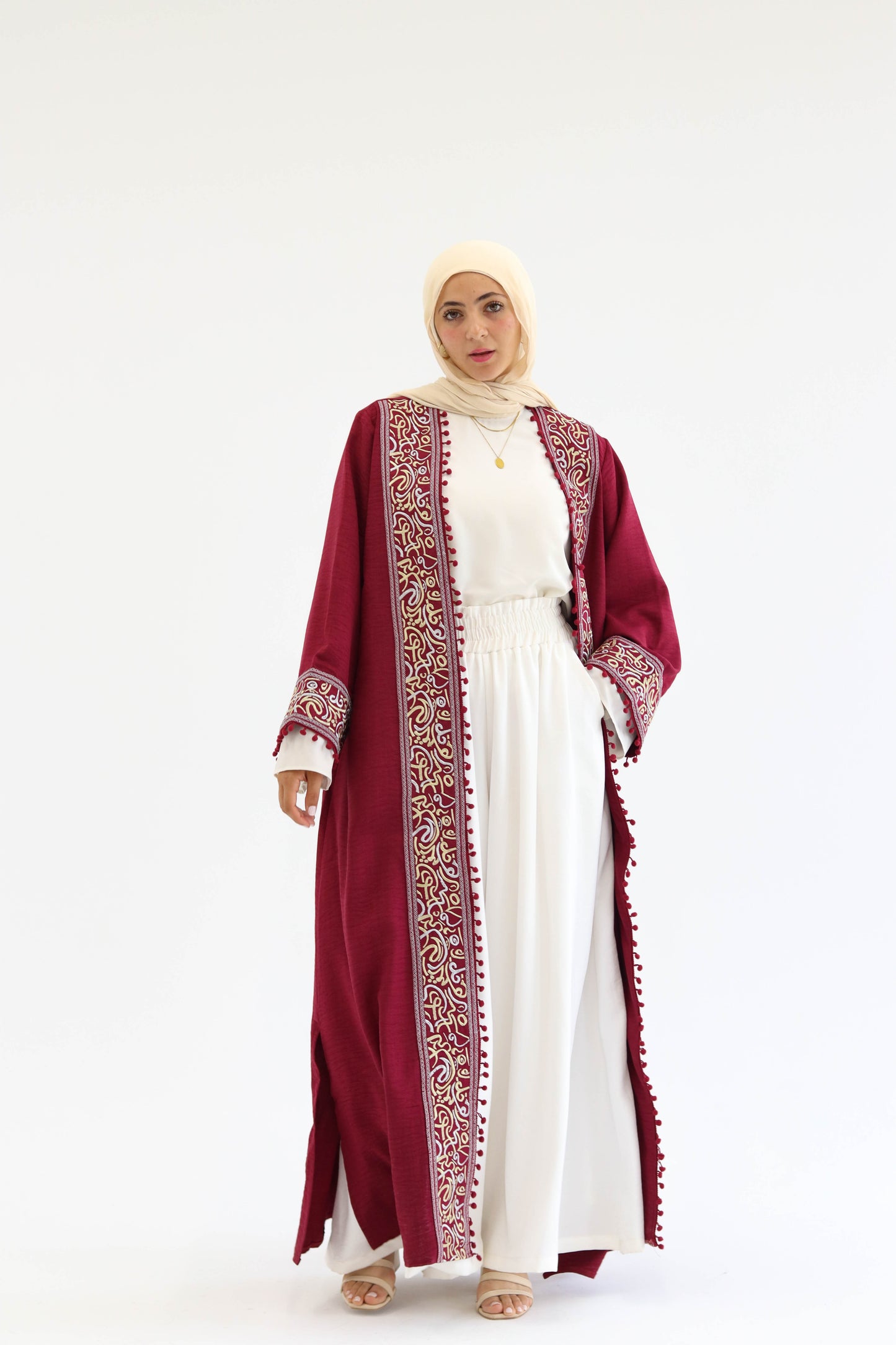 Qamar AlZaman Abaya in Burgendy