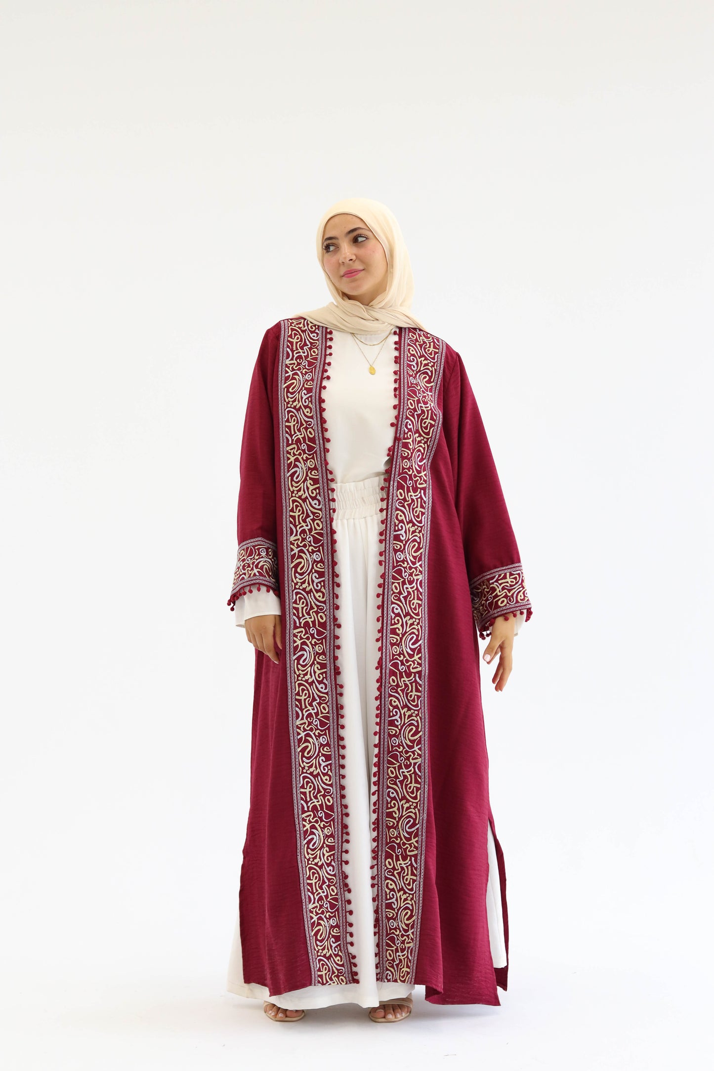 Qamar AlZaman Abaya in Burgendy