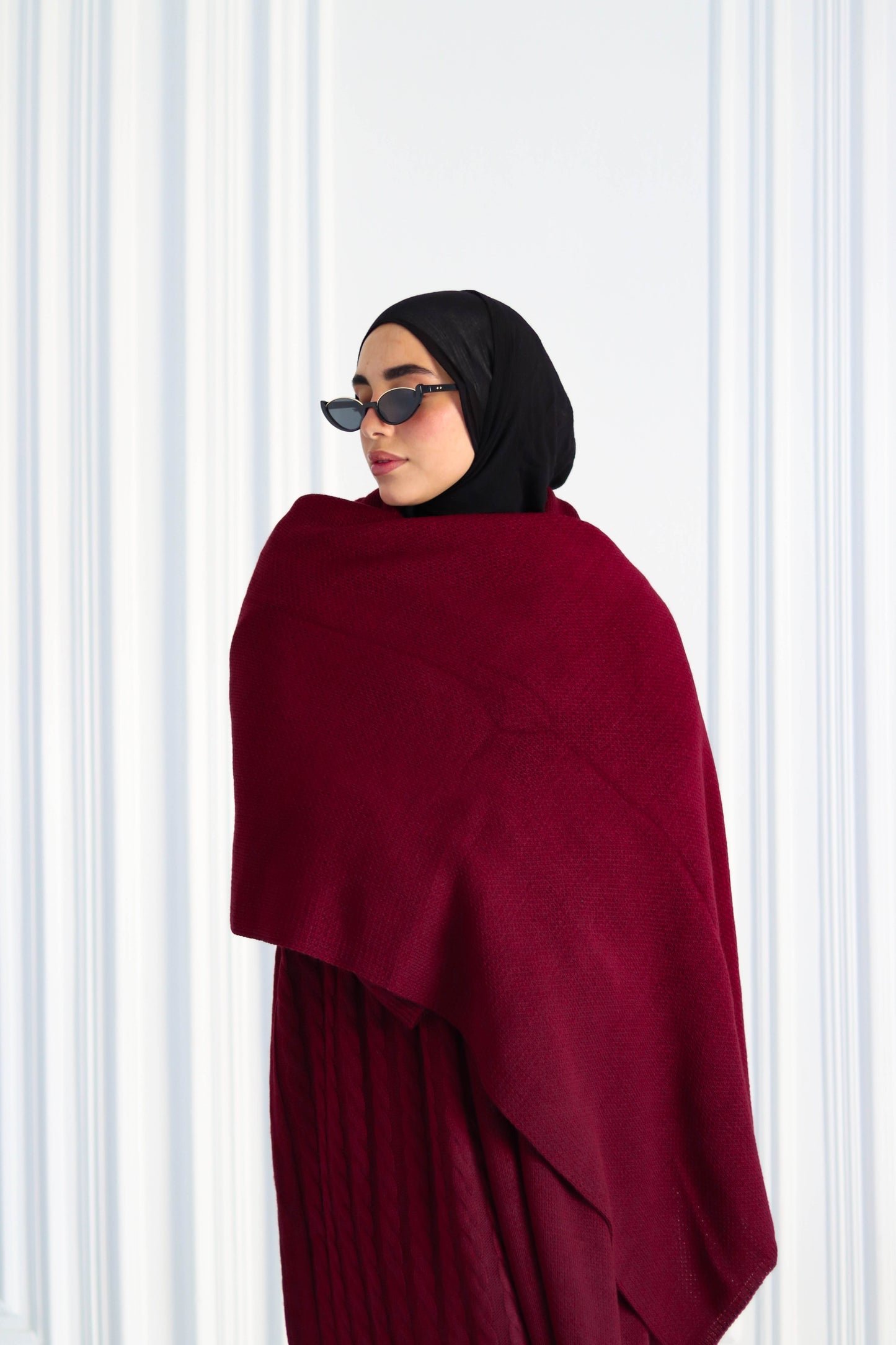 Plain Winter Wool Scarf in Burgundy