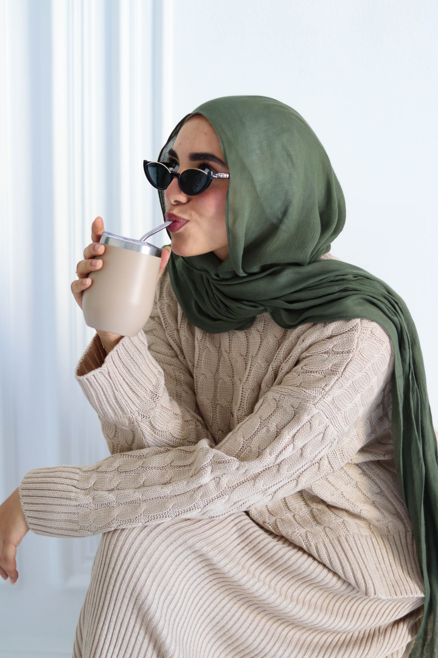 Braided Winter Set in Beige (Tunic and skirt)