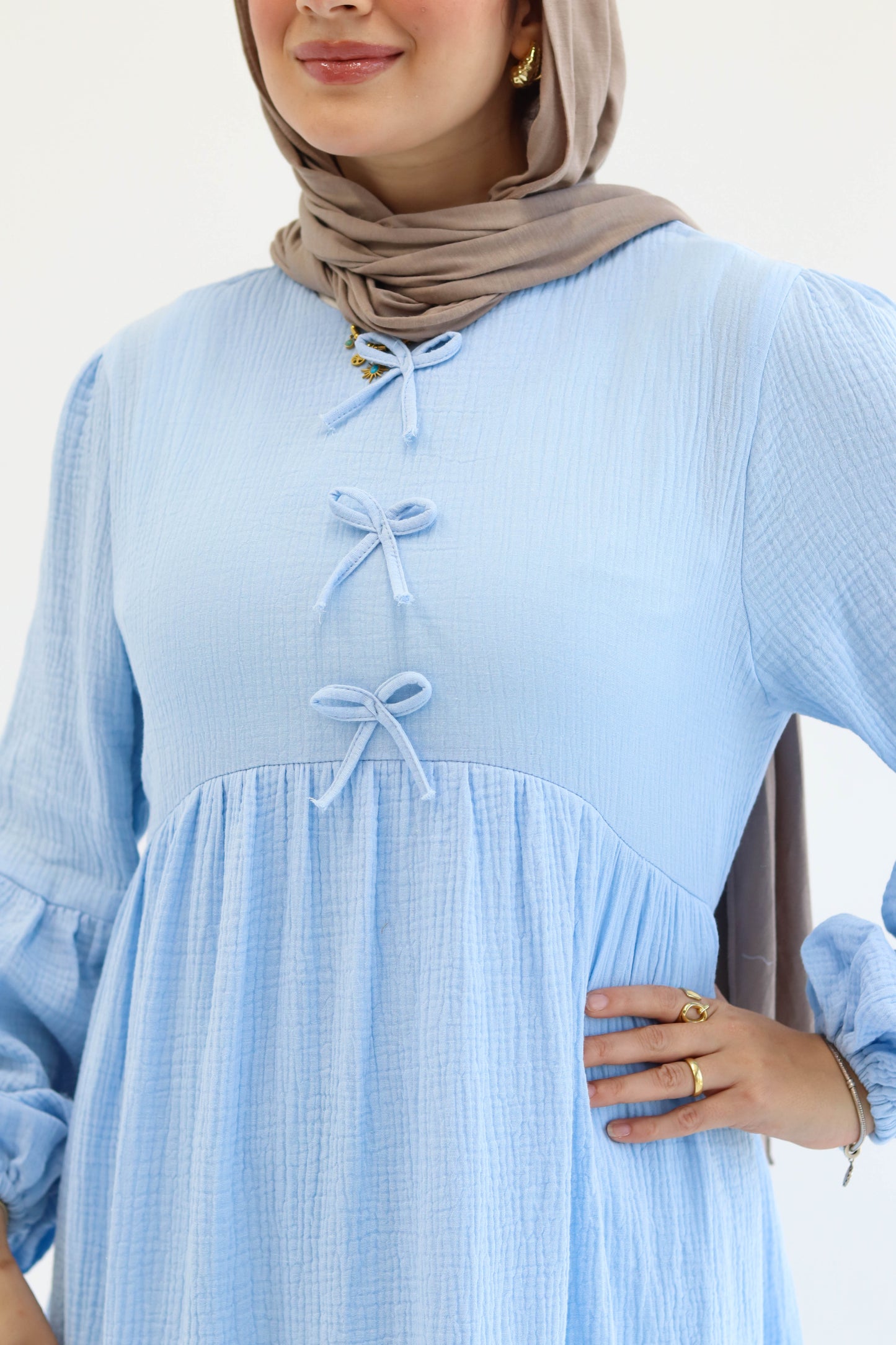 Little Bows Summer Dress in Baby Blue