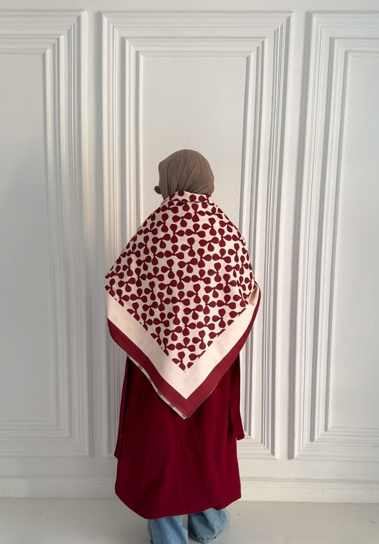 Floral Burgundy Wool Scarf