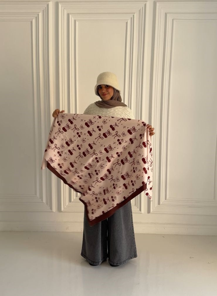 Cherries & Bows Wool Scarf