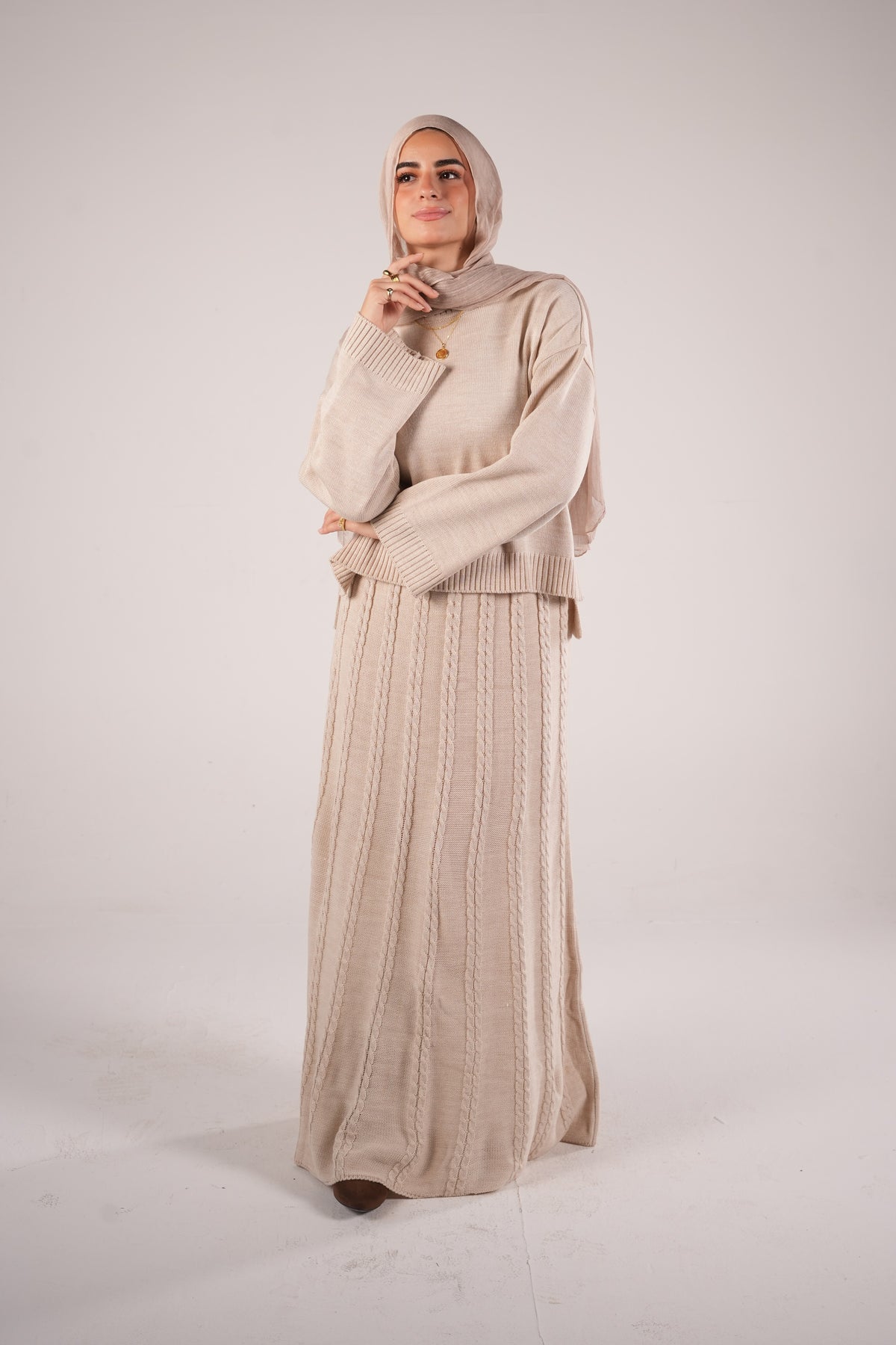 Allure Knit Set in Beige