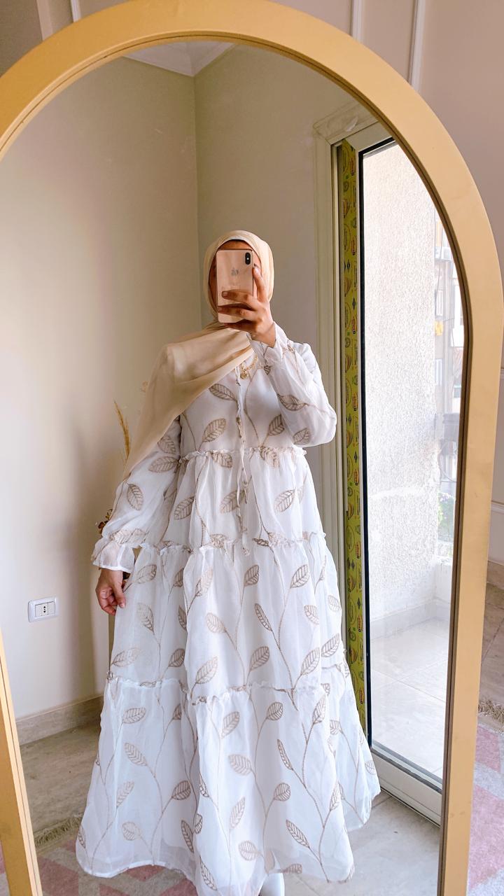 Elegant Beige Embroidered Dress