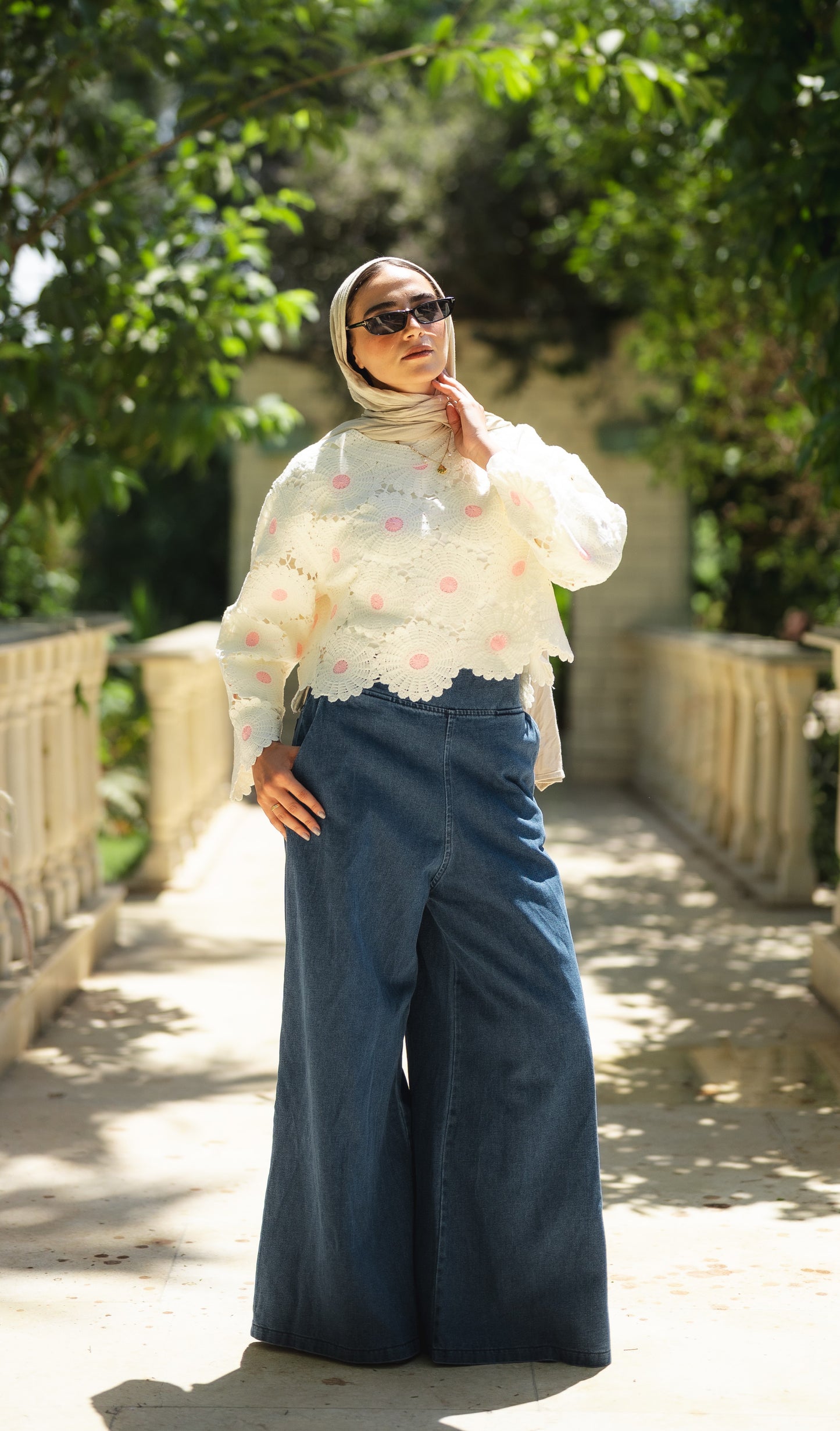 Denim Wide Leg Pants in Blue