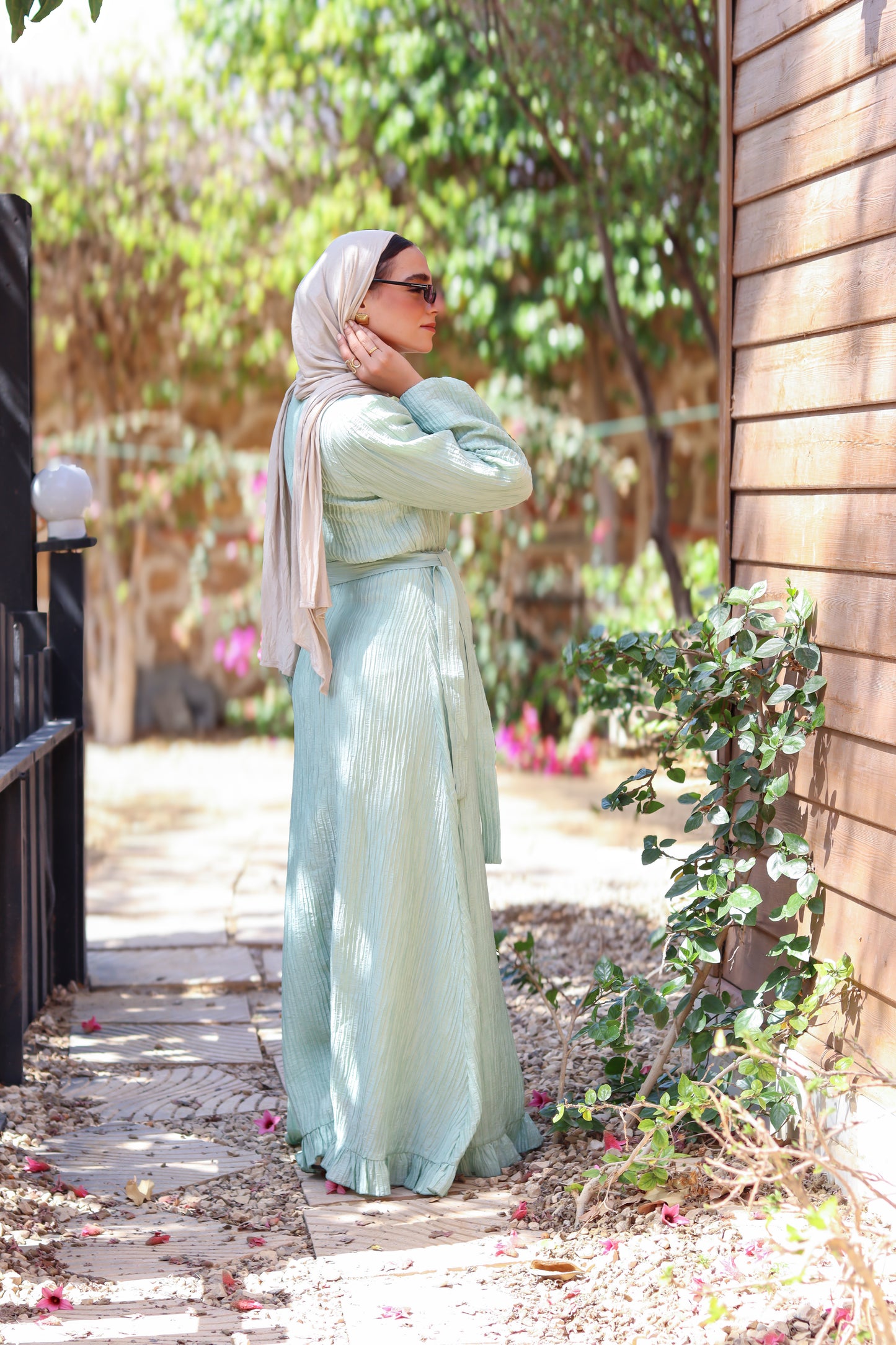 Golden Aura Dress in Mint
