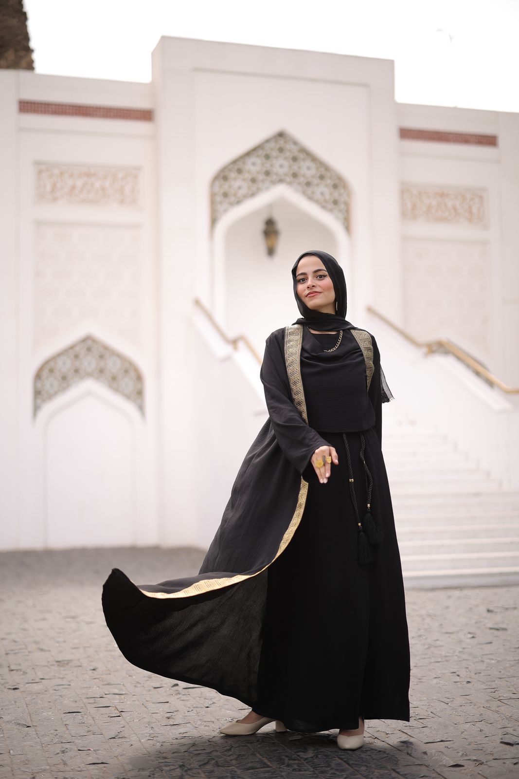 Bahjet Ramadan Abaya Set in Black