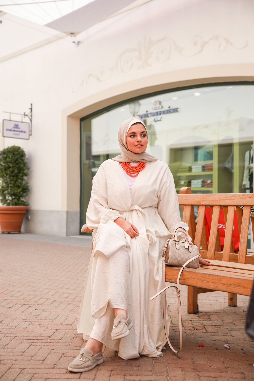 Linen Self-tie Cardigan with Pants in Beige