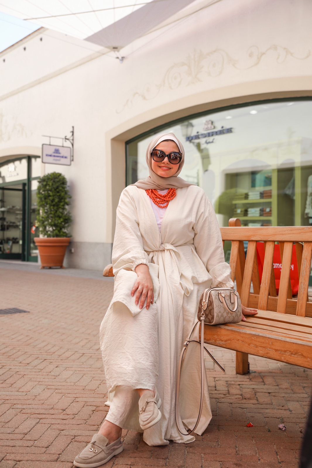 Linen Self-tie Cardigan with Pants in Beige