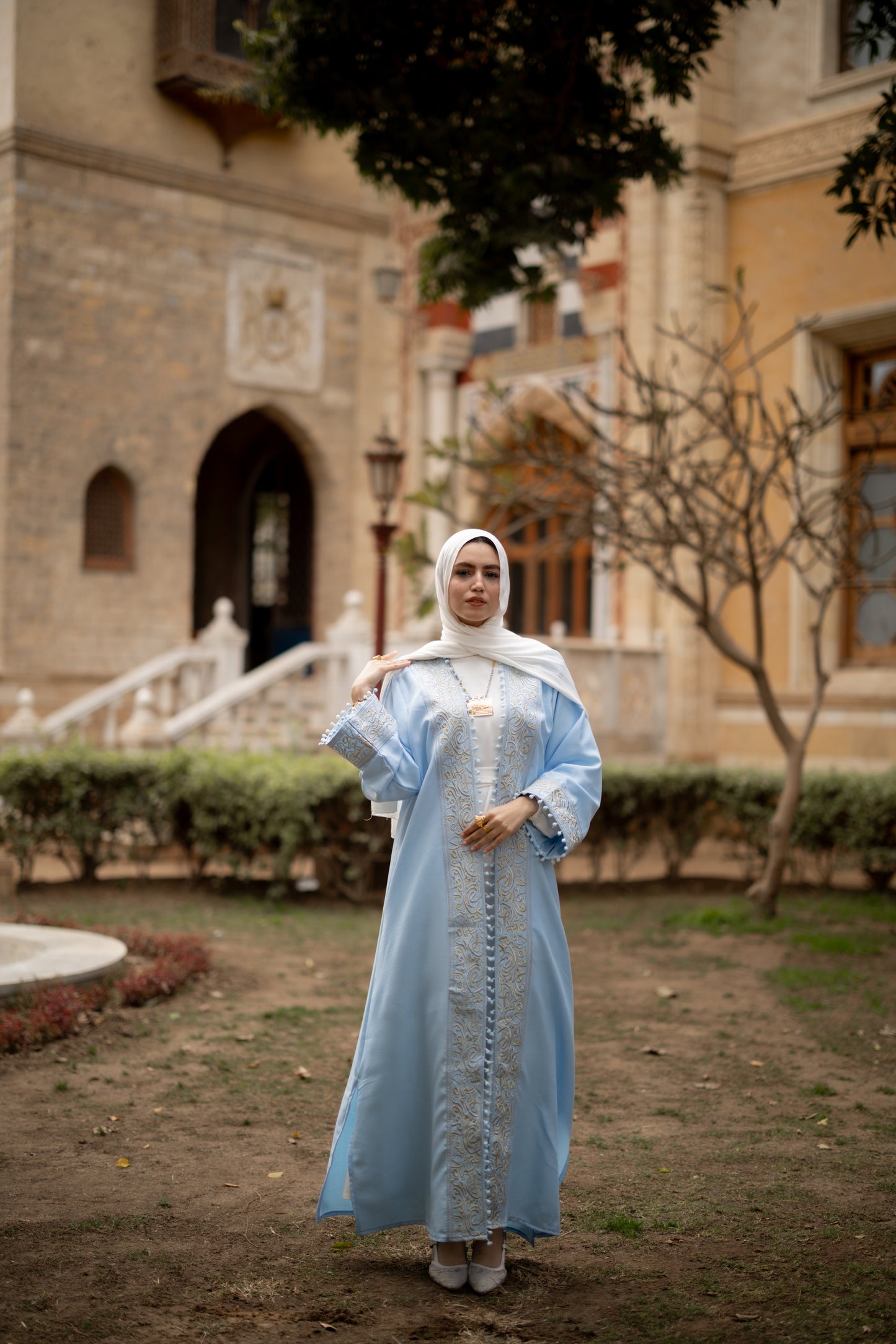 Qamar AlZaman Abaya in Baby Blue