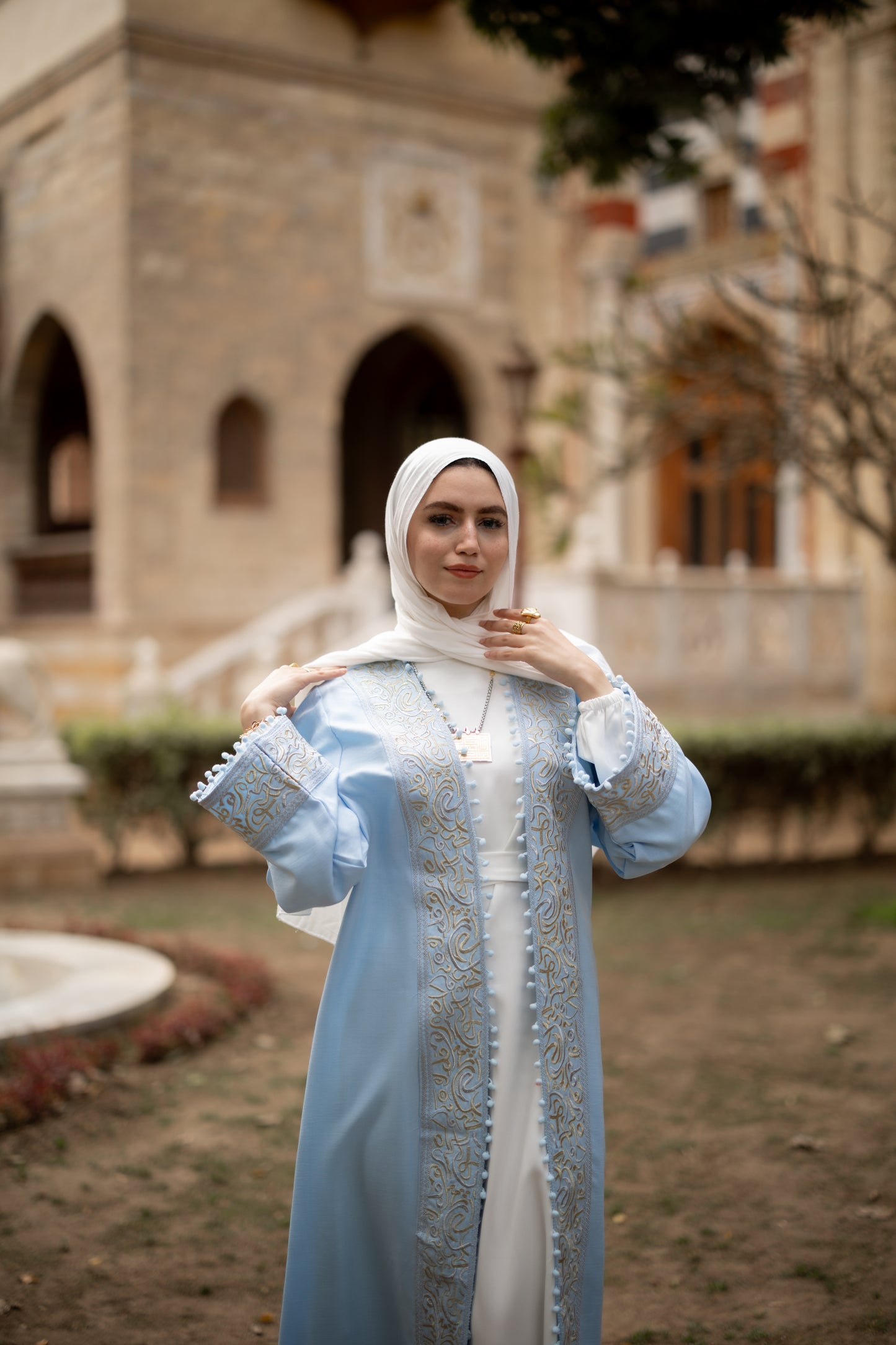 Qamar AlZaman Abaya in Baby Blue