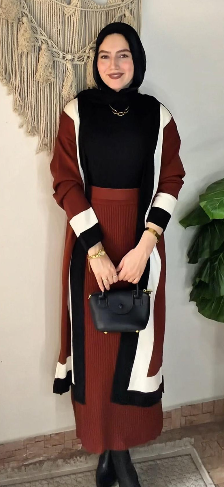 Color-block Winter Cardigan in Havan