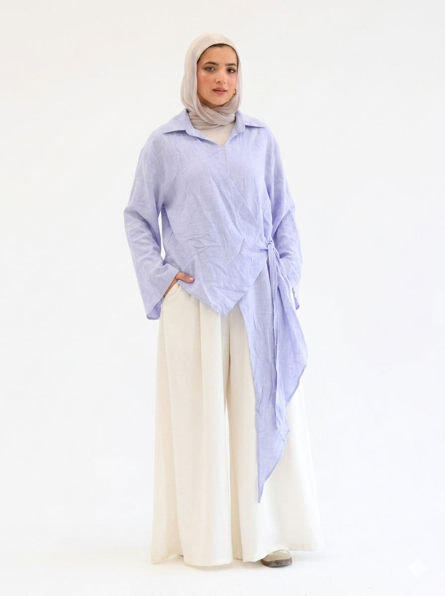 Asymmetric Blouse in Light Blue