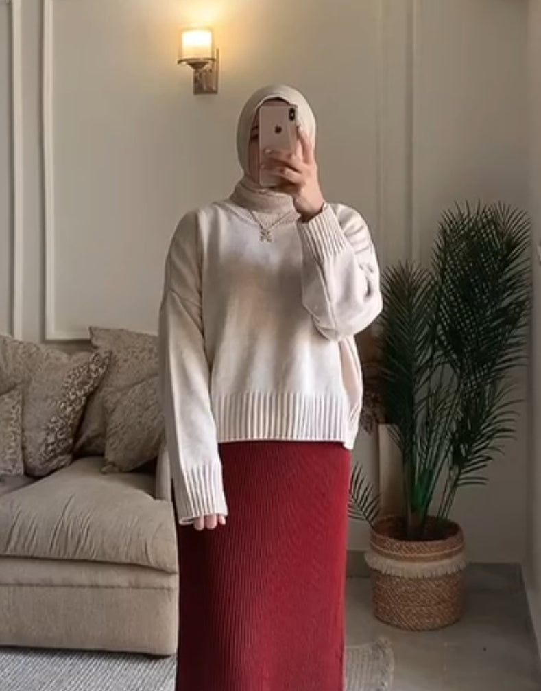 Wool Winter pullover in Beige (top only only)