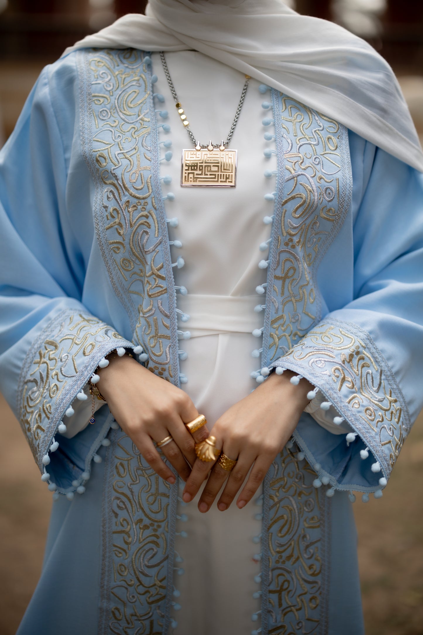 Qamar AlZaman Abaya in Baby Blue