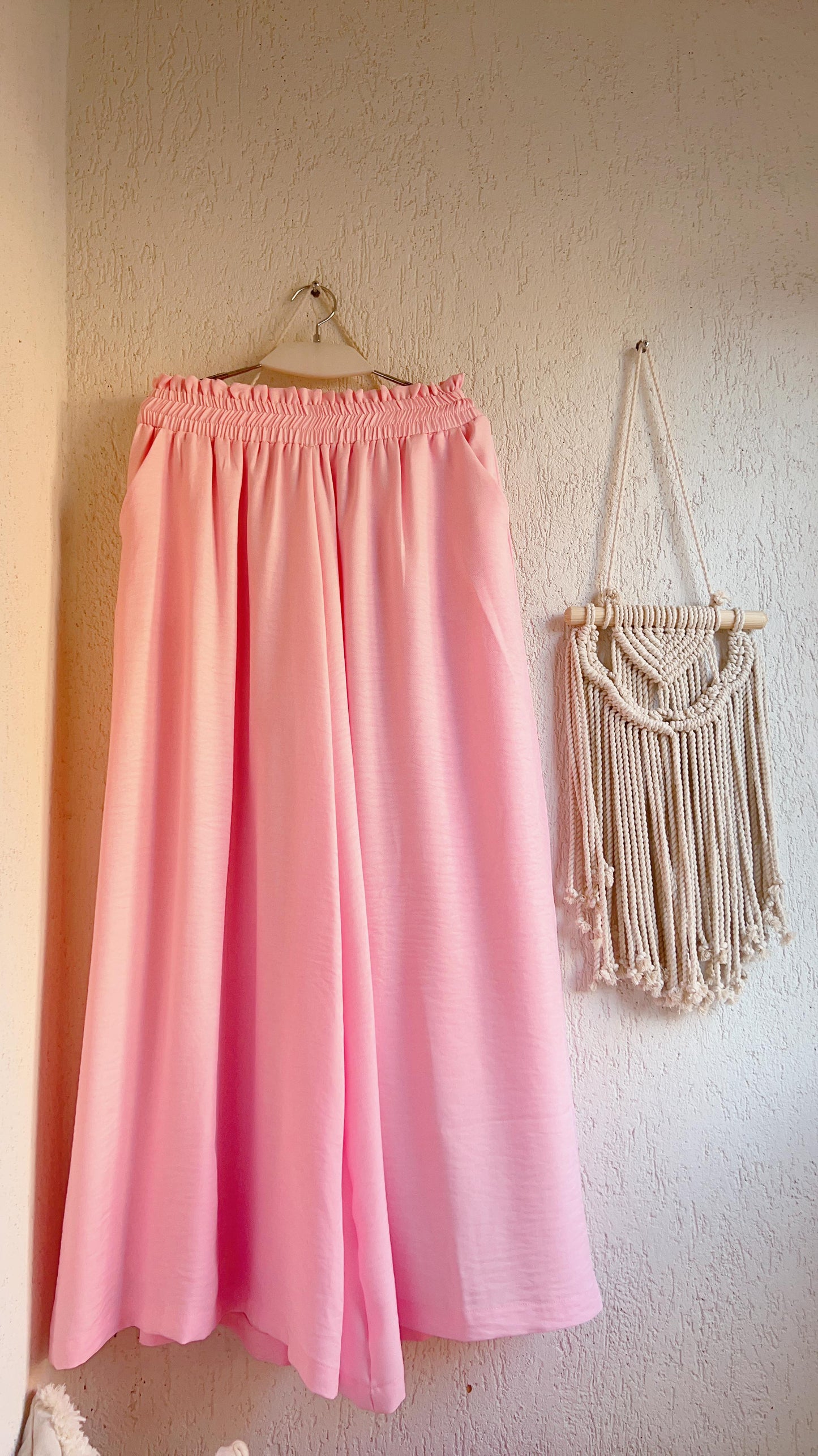 Wide Leg Linen Pants in Pink