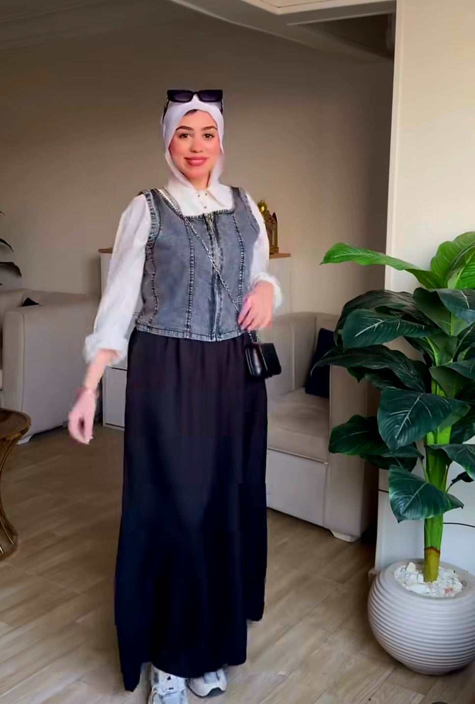 Trendy Denim Top in Grey