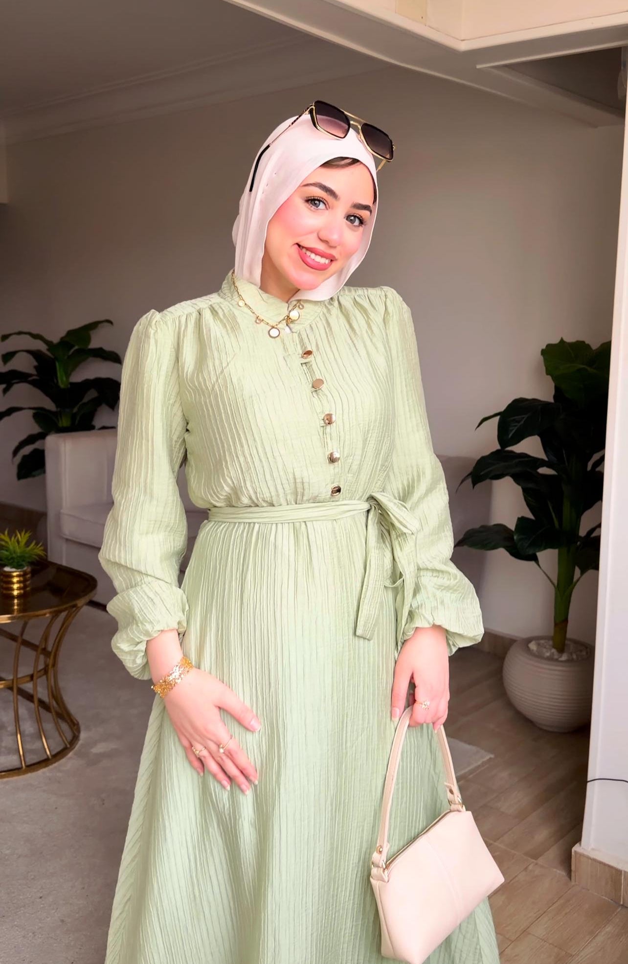 Golden Aura Dress in Mint