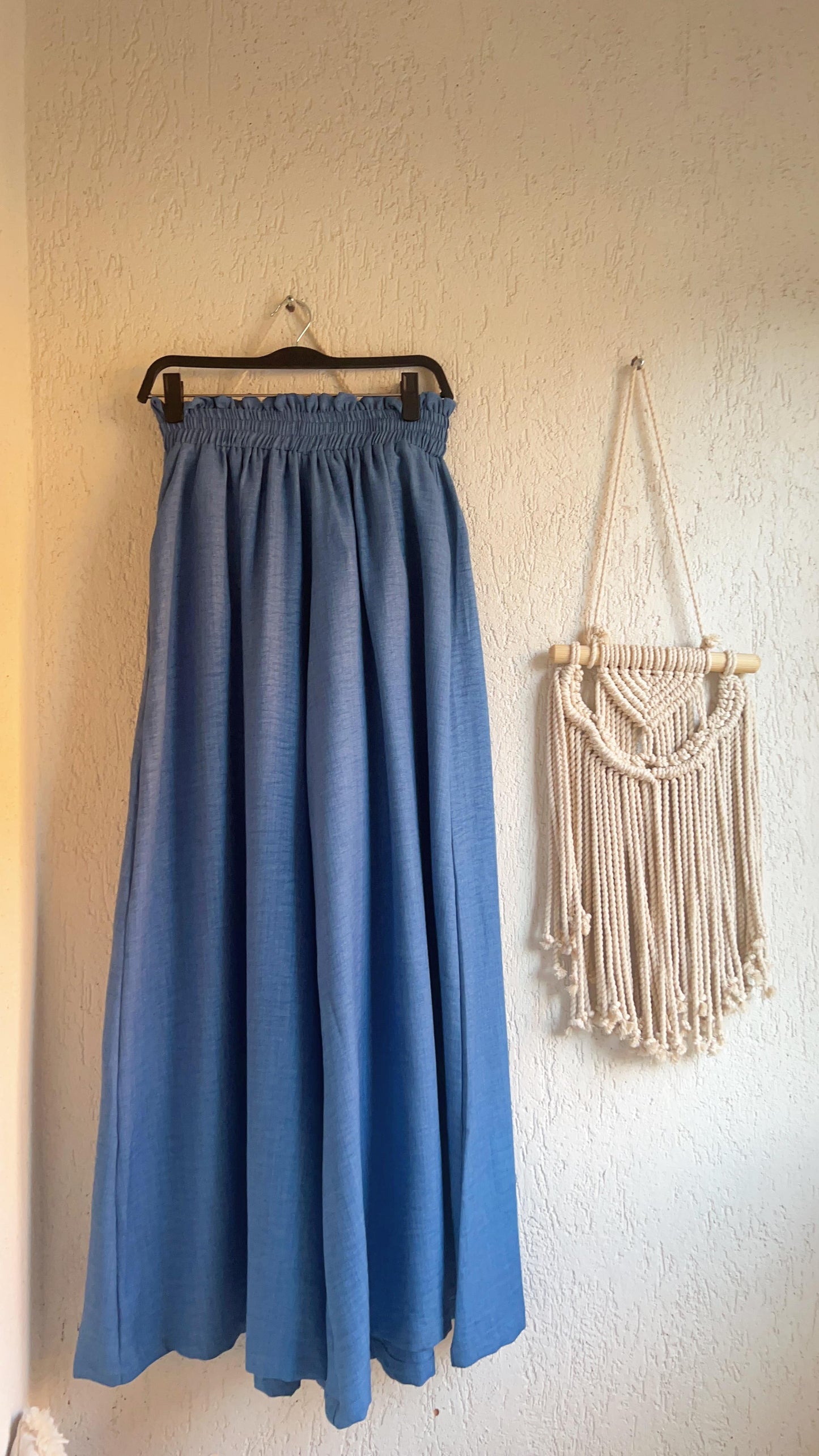 Wide Leg Linen Pants in Indigo