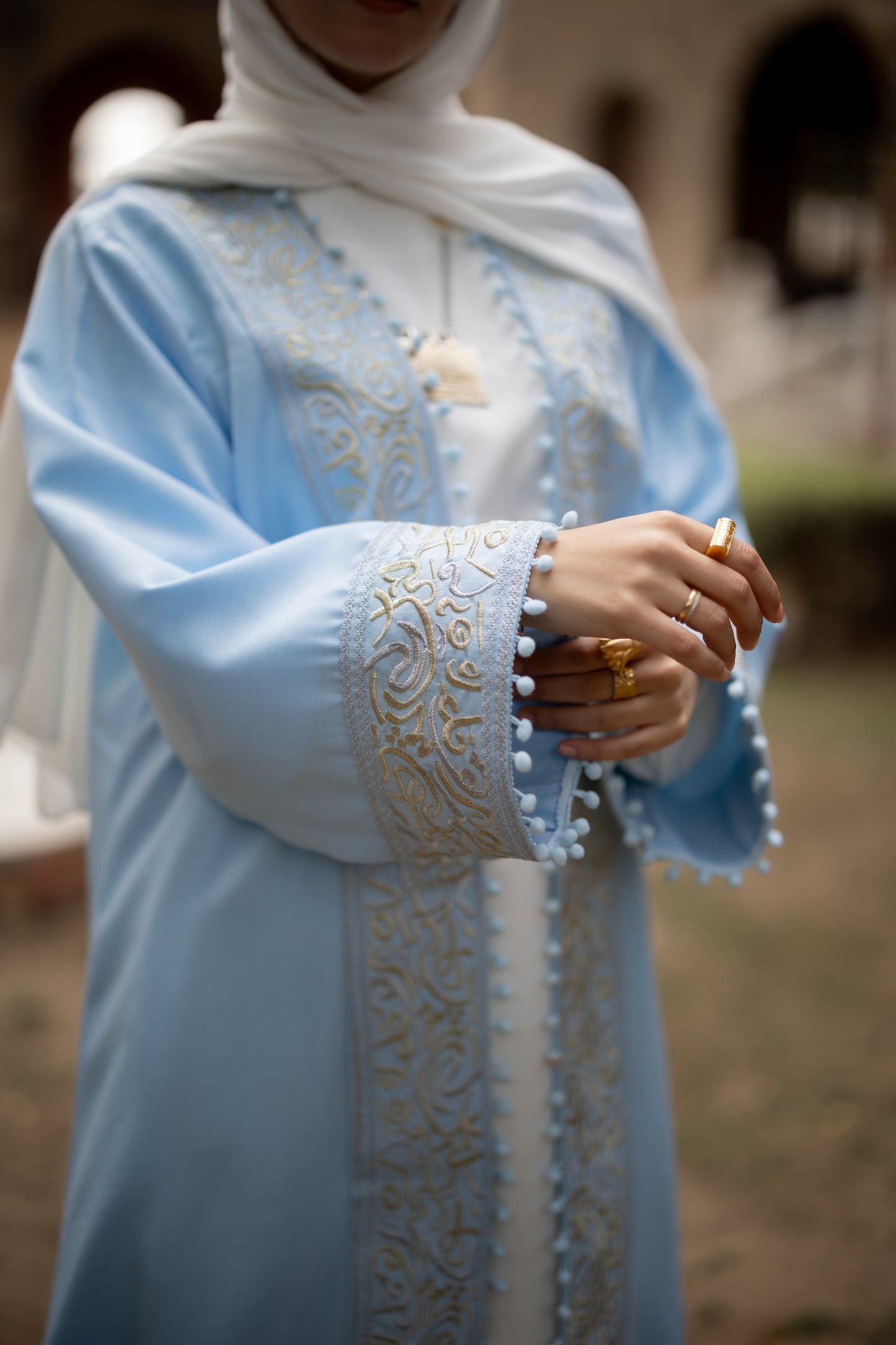 Qamar AlZaman Abaya in Baby Blue