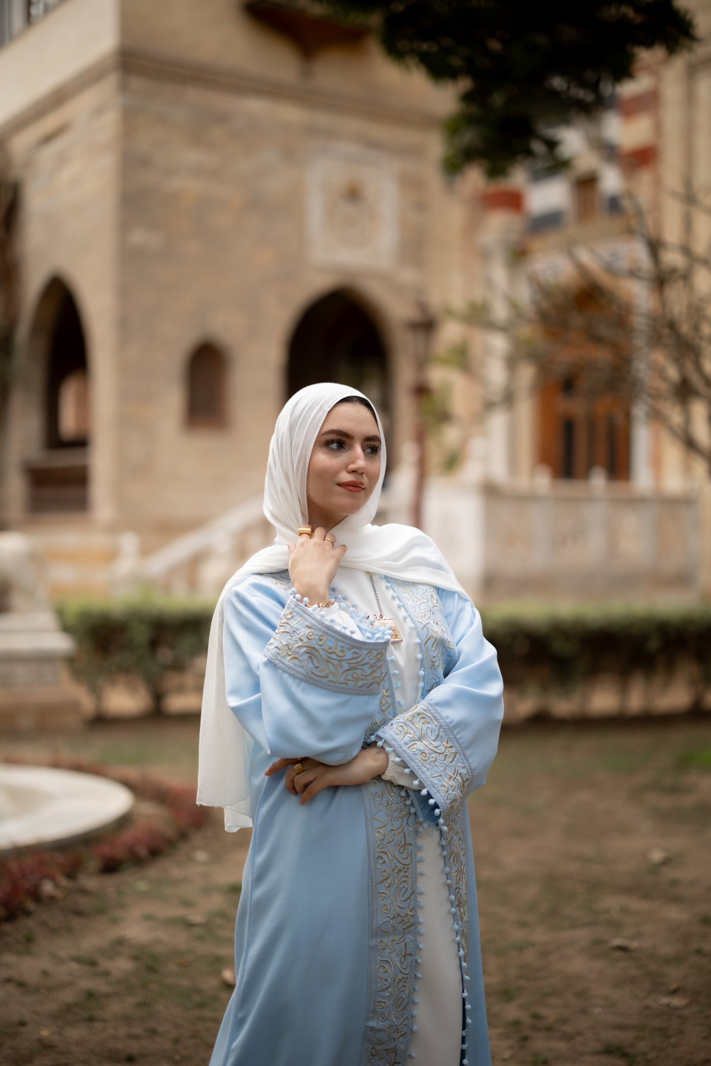 Qamar AlZaman Abaya in Baby Blue