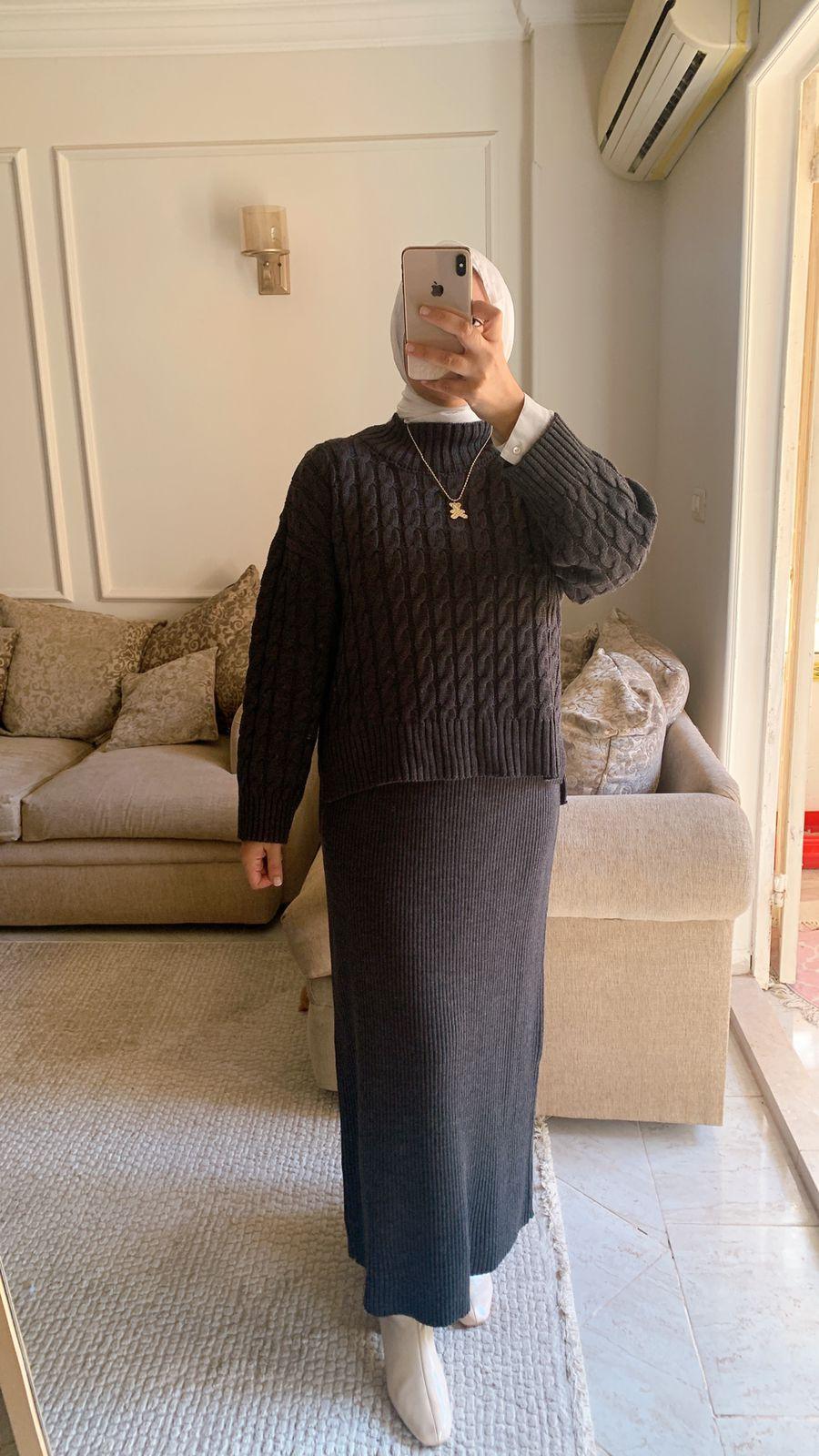 Braided Winter Tunic (only) in Grey