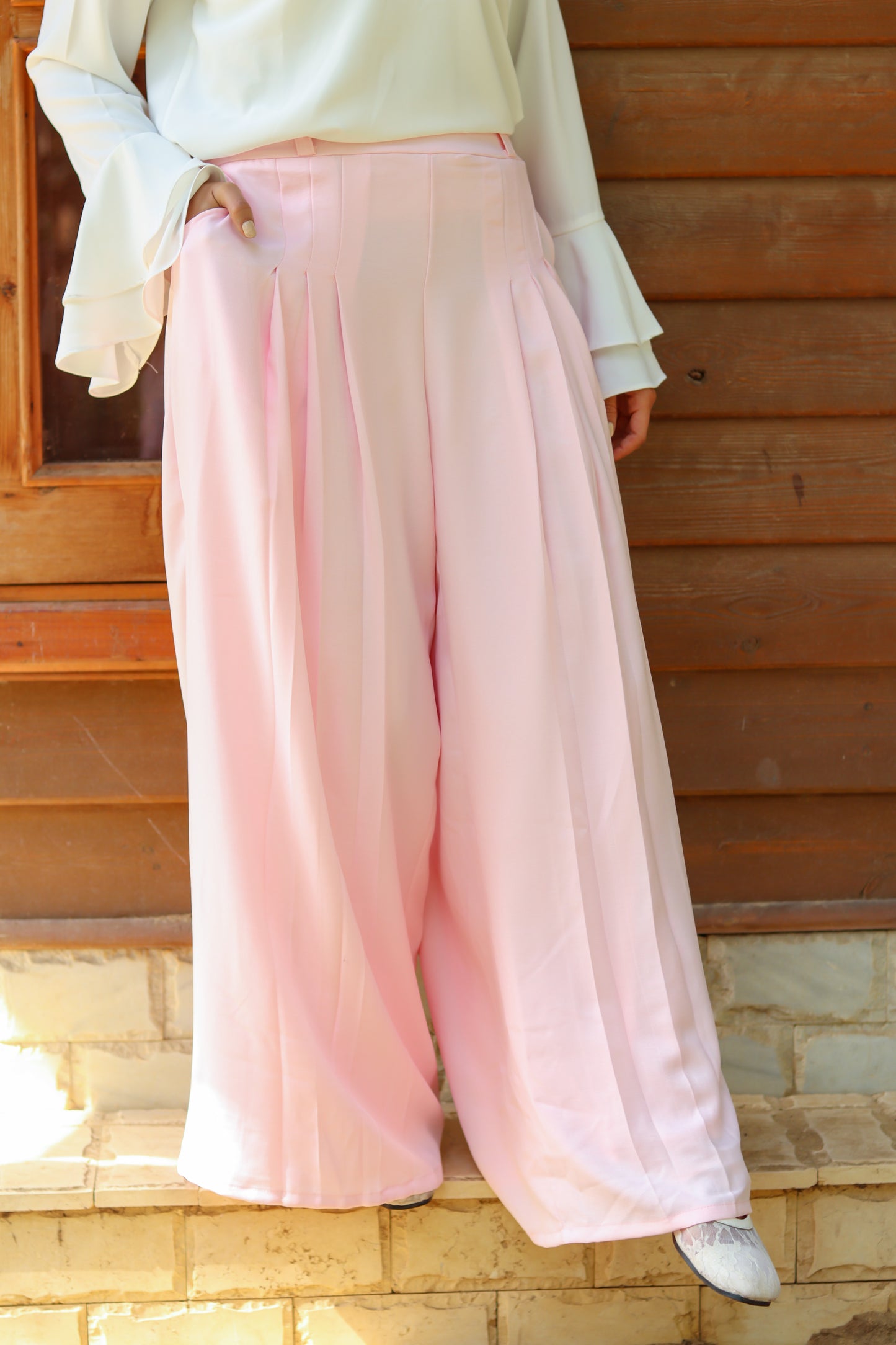 Bundle of Floral Crochet Top with Pink Terra Pants