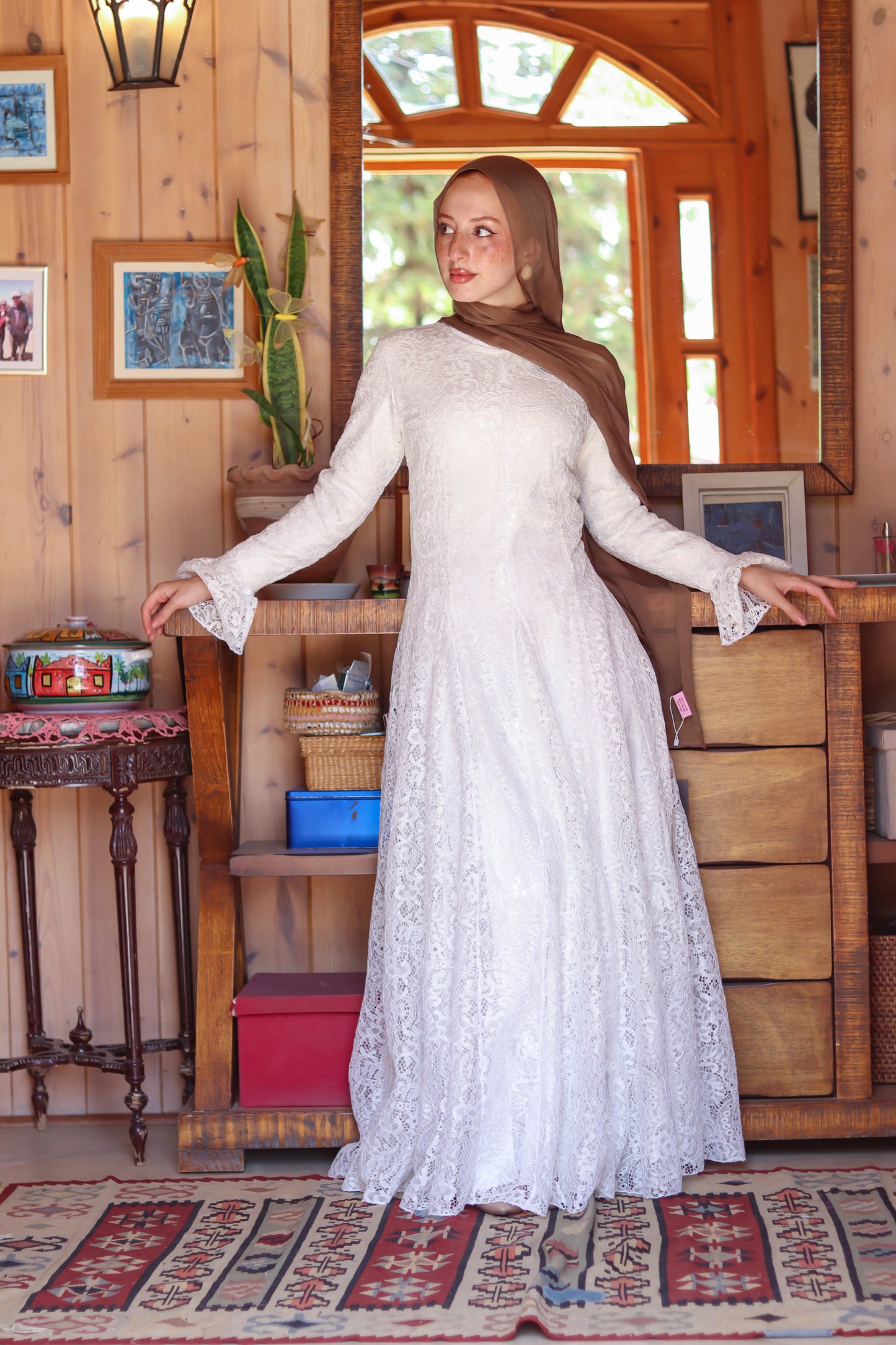 Valencia Lace Gown in White