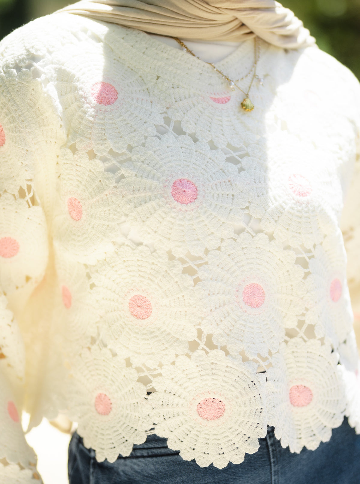 Floral Crochet Top in Pink