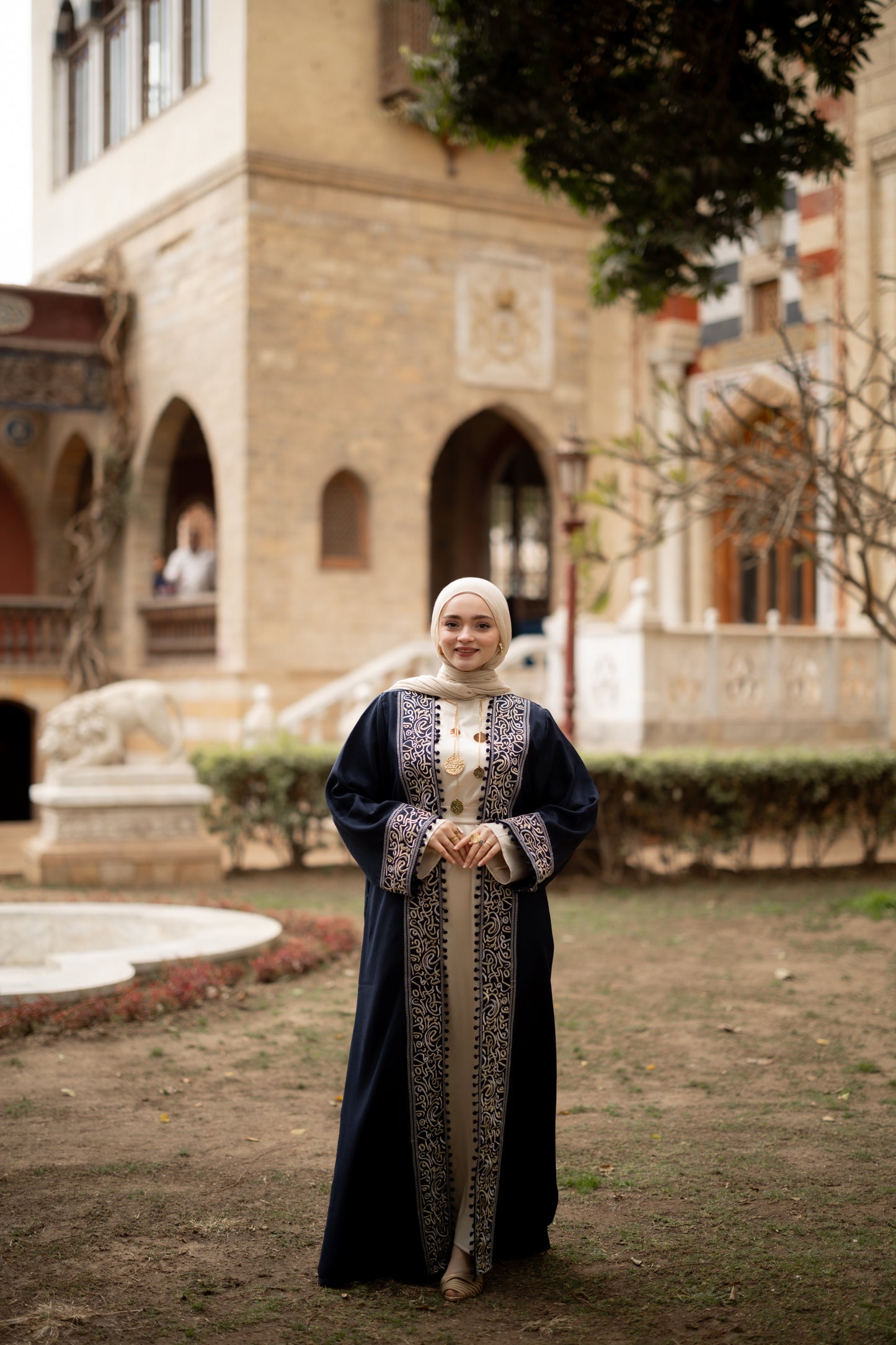 Qamar AlZaman Abaya in Navy Blue