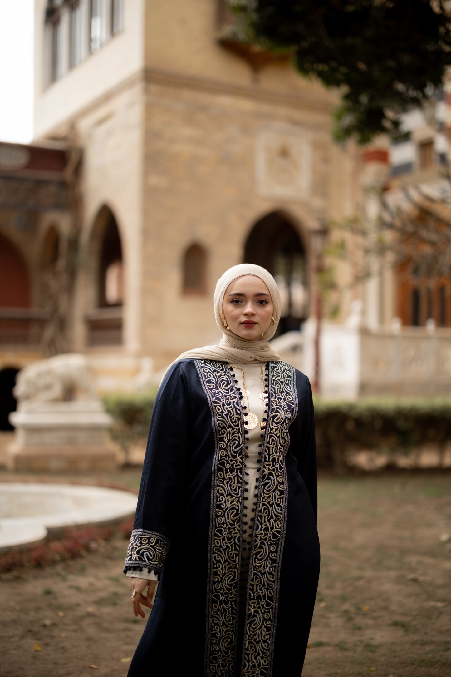 Qamar AlZaman Abaya in Navy Blue