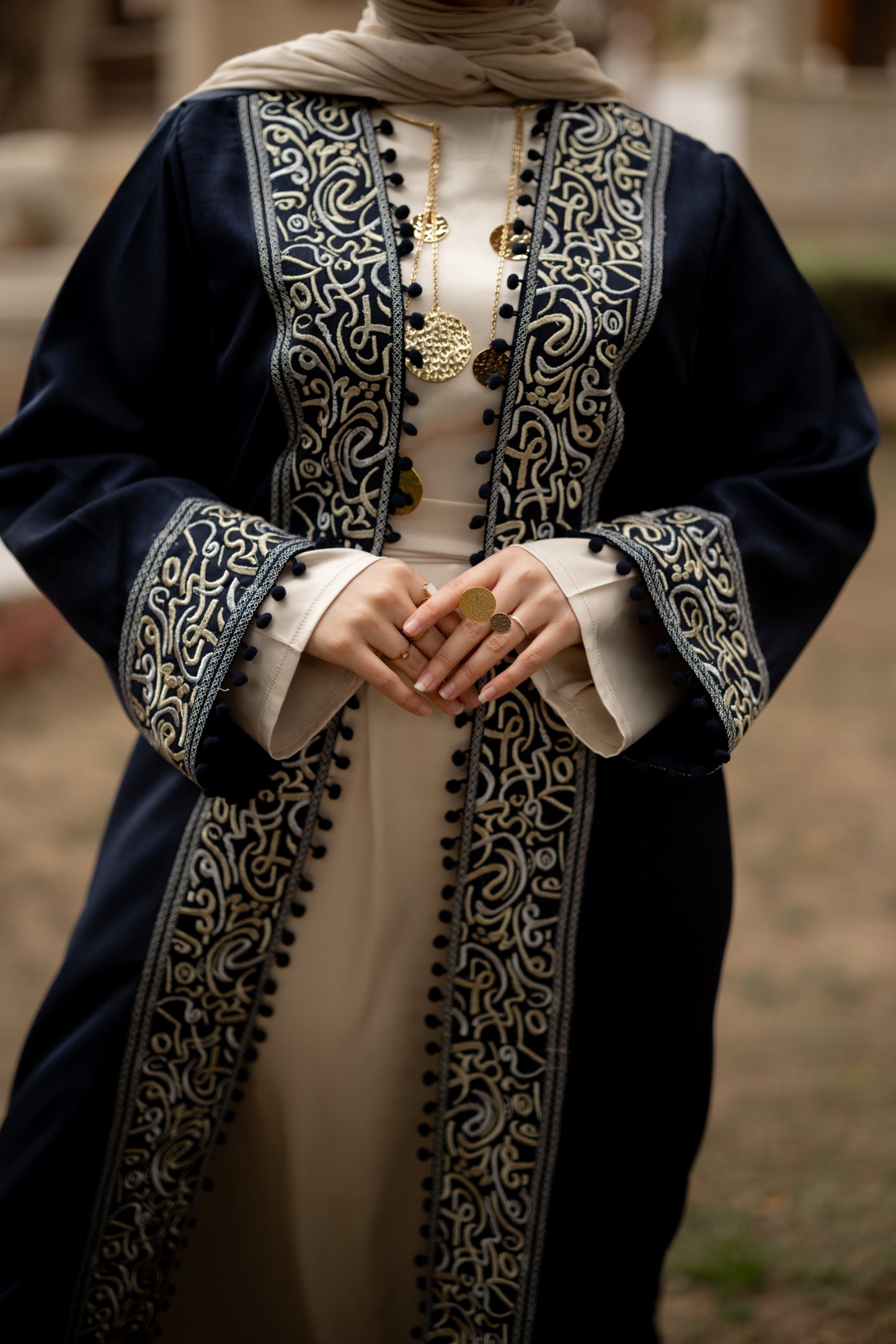 Qamar AlZaman Abaya in Navy Blue
