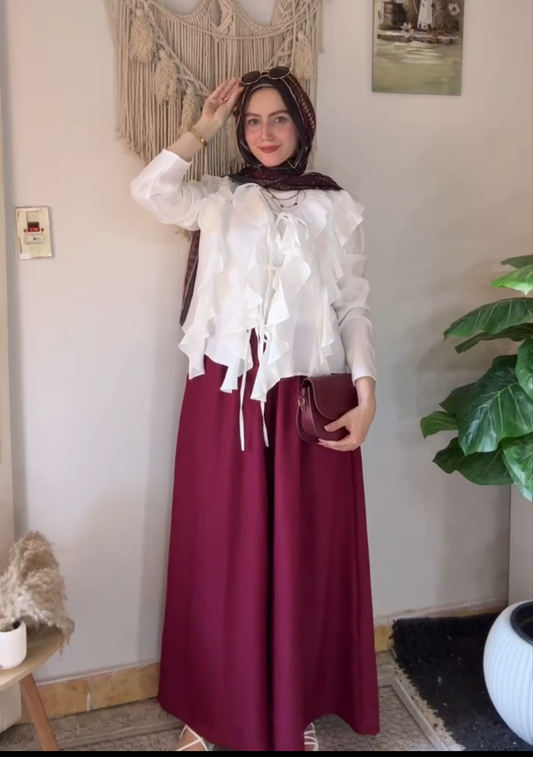 Ruffles Open Blouse in White