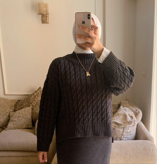 Braided Winter Tunic (only) in Grey