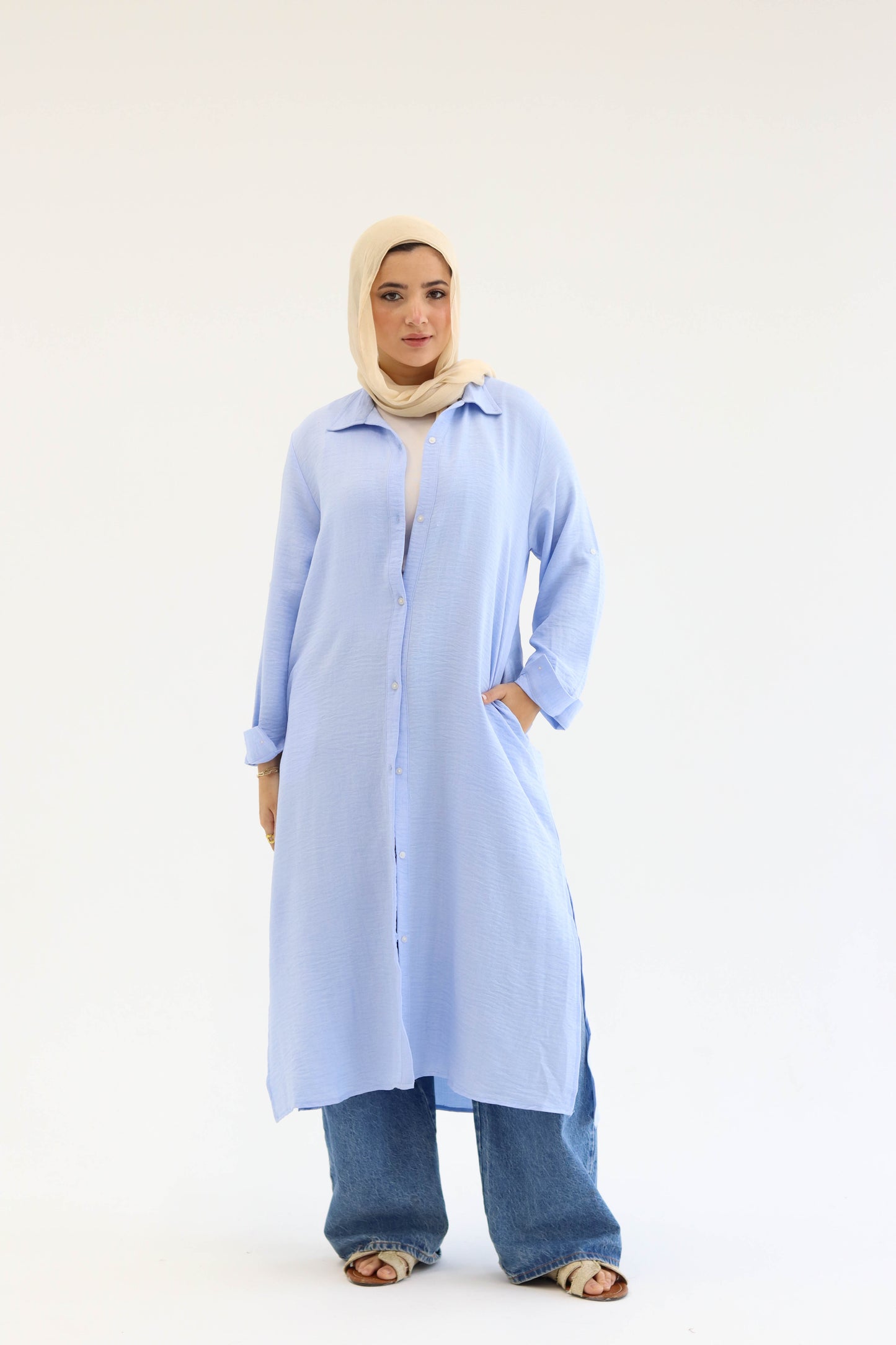 Linen Chemise in Sky Blue