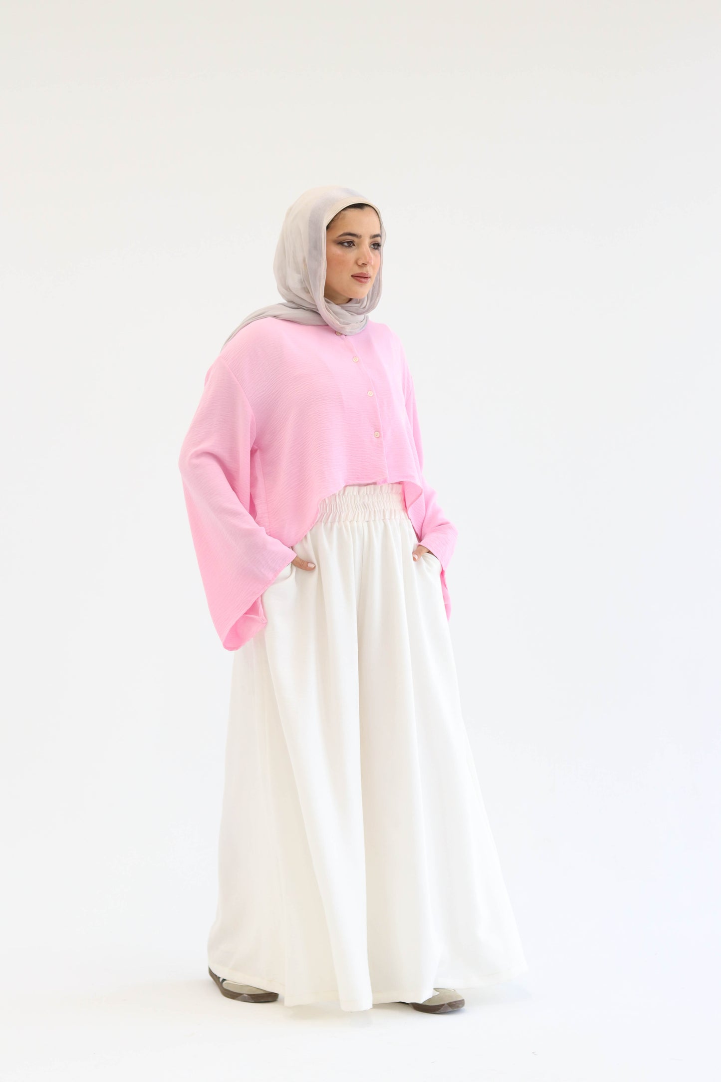 Wide Leg Linen Pants in White