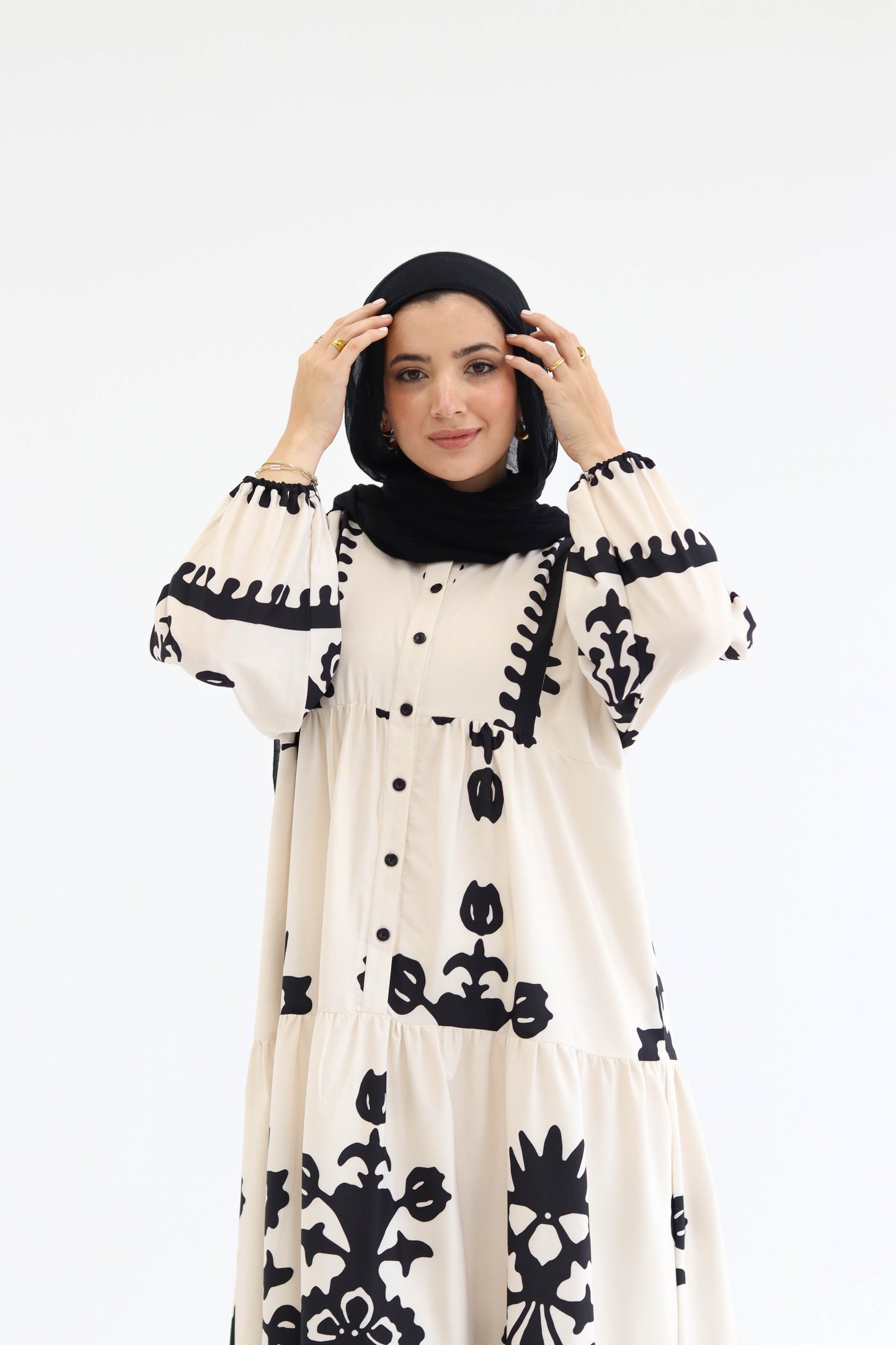 Summer Days Dress in Beige n Black