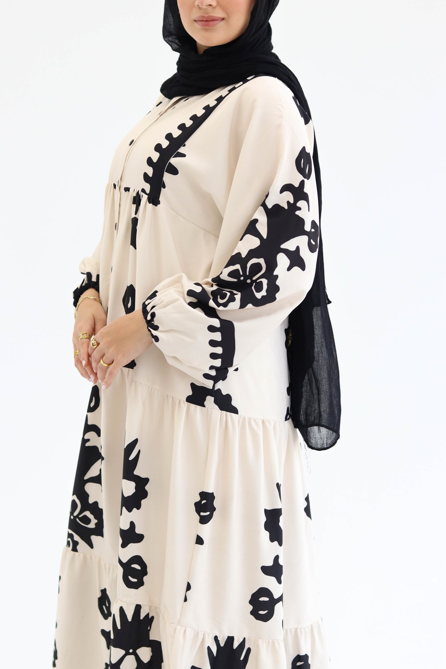 Summer Days Dress in Beige n Black