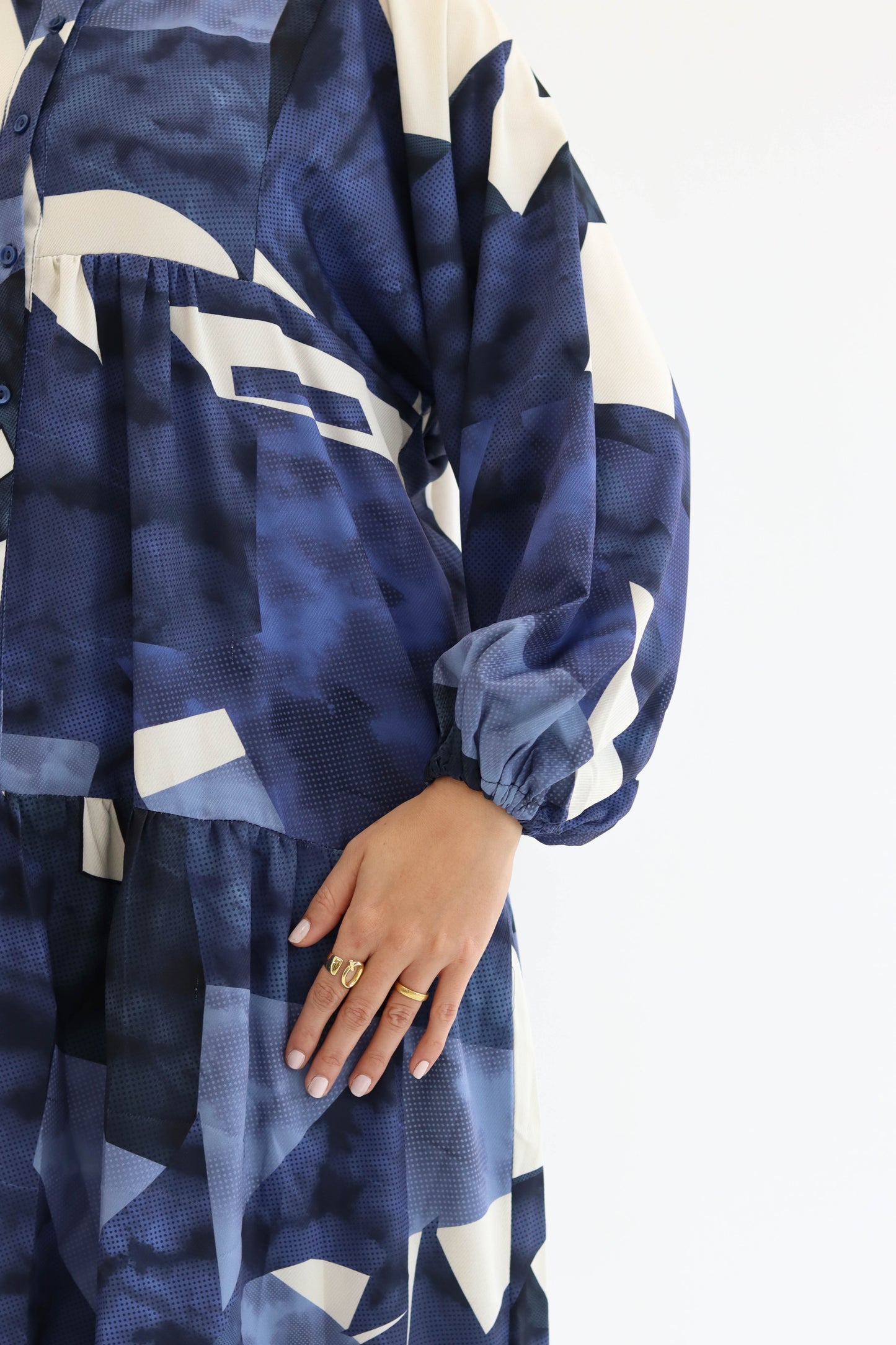 Summer Days Dress in Navy blue n Beige
