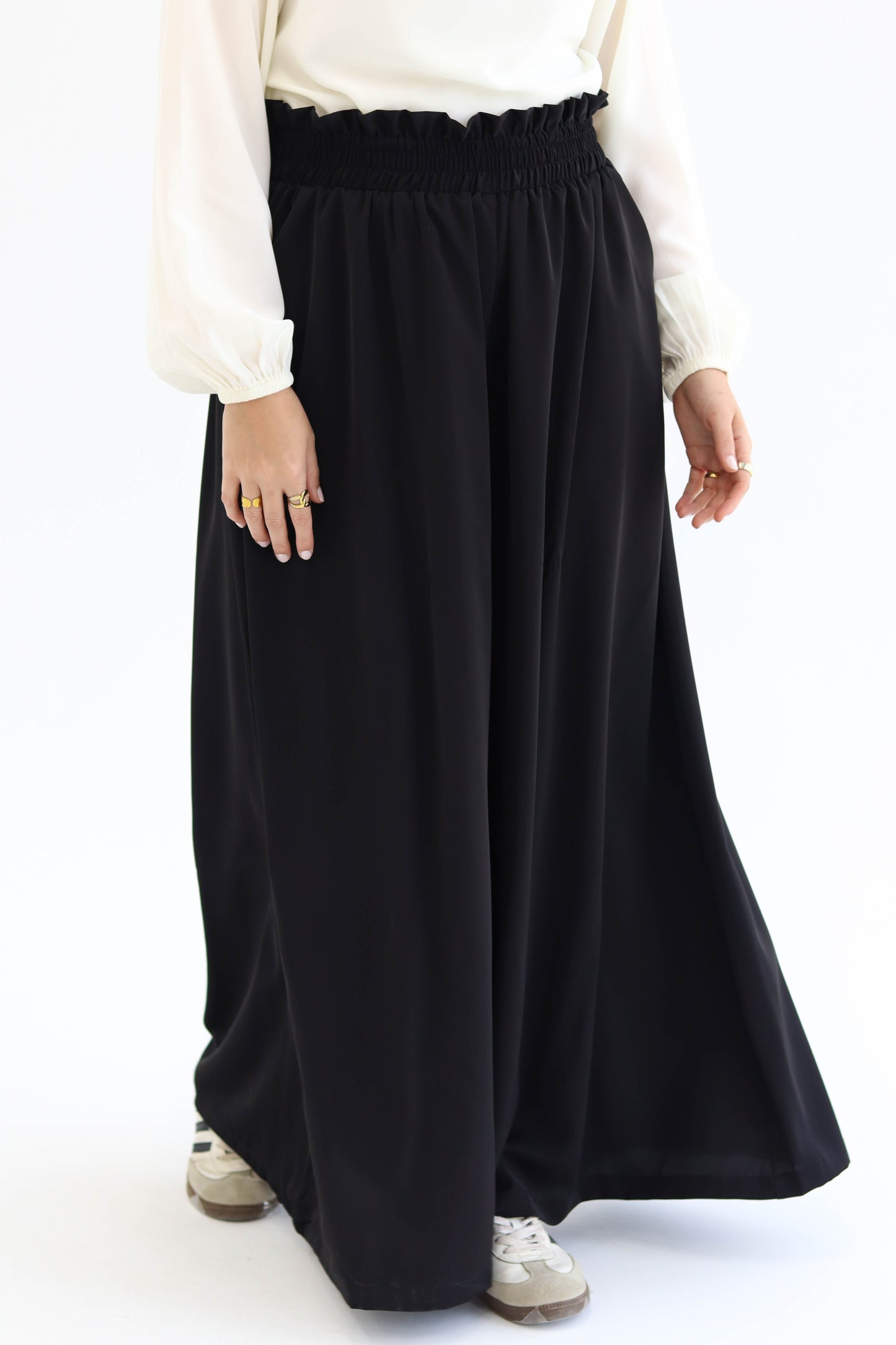 Wide Leg Linen Pants in Black