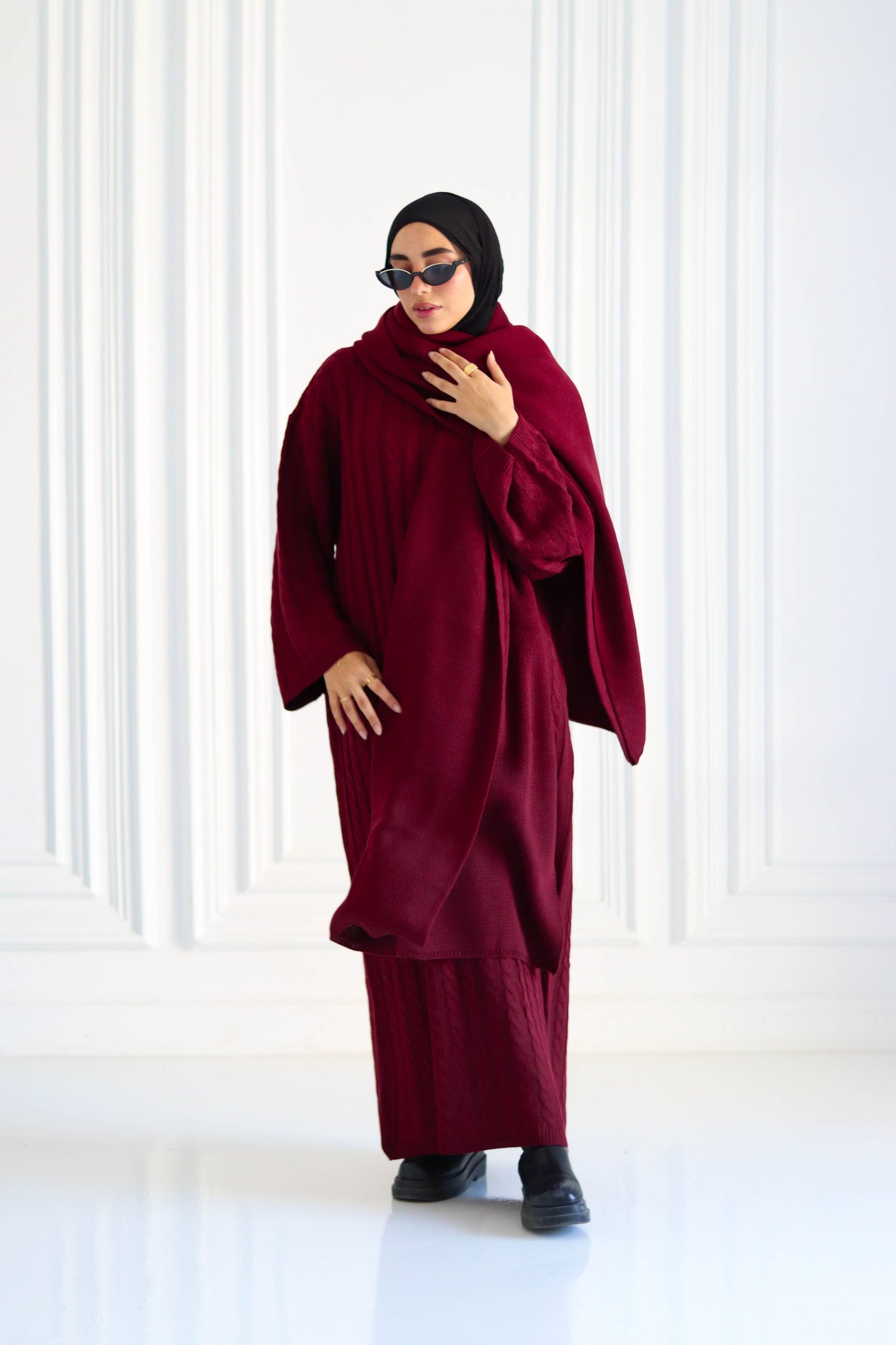 Plain Winter Wool Scarf in Burgundy