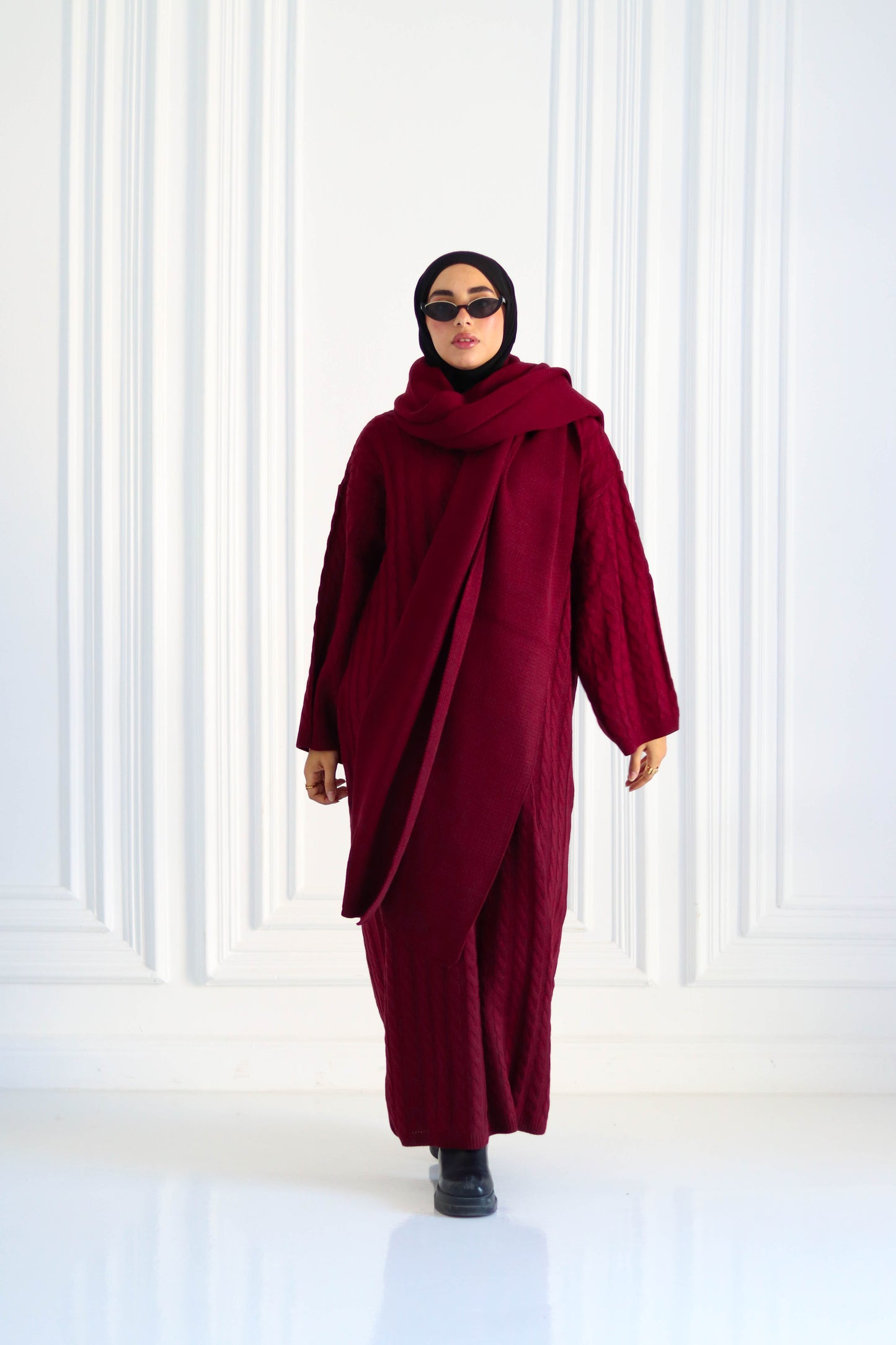 Plain Winter Wool Scarf in Burgundy