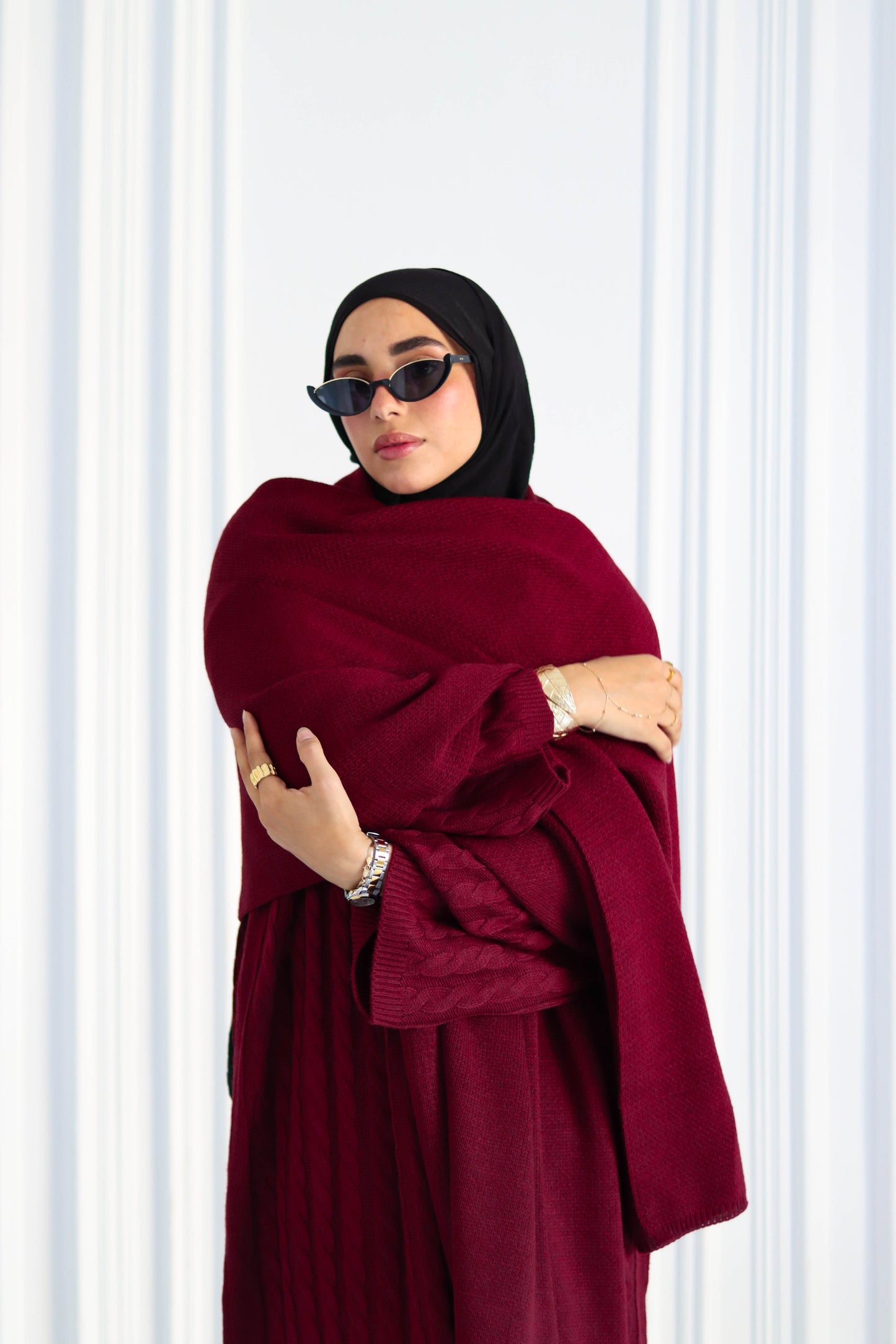 Winter Bundle (Wool Shawl + Wool Skirt)  in Burgundy