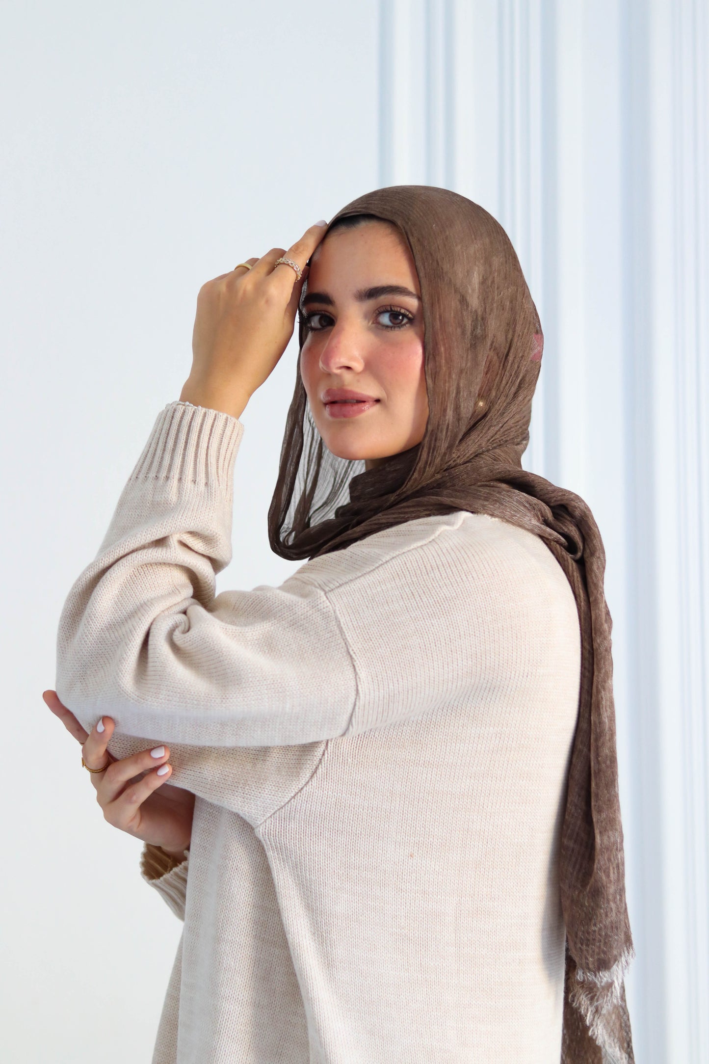 Knitted Winter Dress in Beige