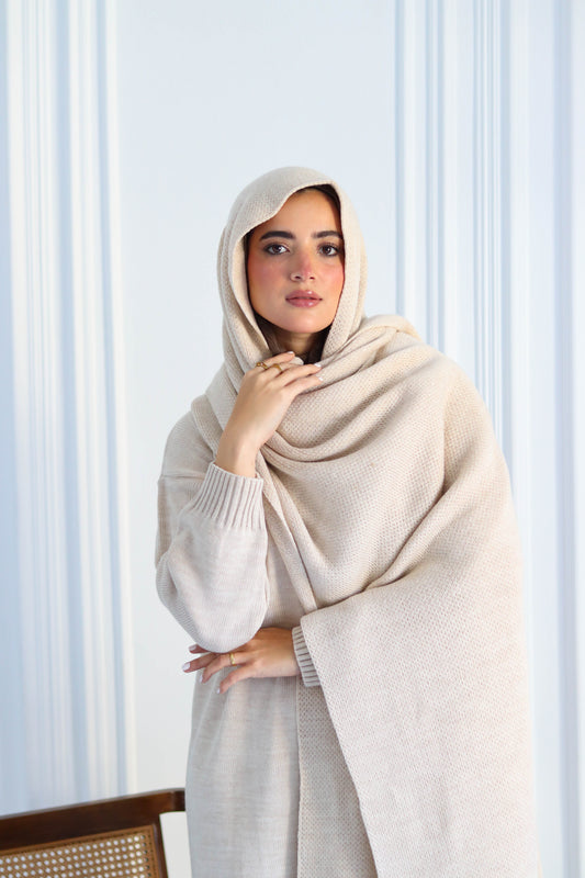 Plain Winter Wool Scarf in Beige